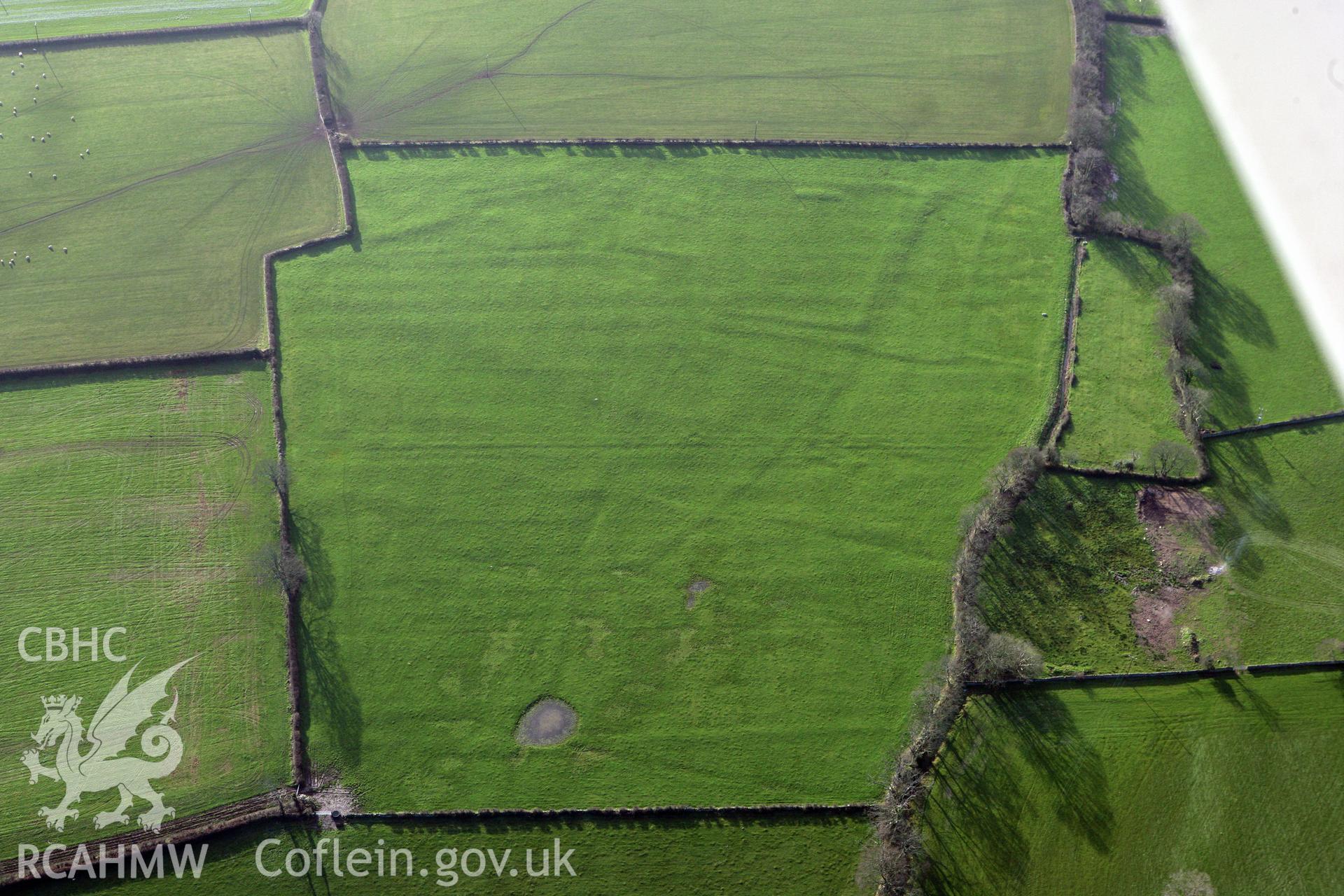 RCAHMW colour oblique photograph of Tai Cochion field system and settlement earthworks. Taken by Toby Driver on 13/01/2012.