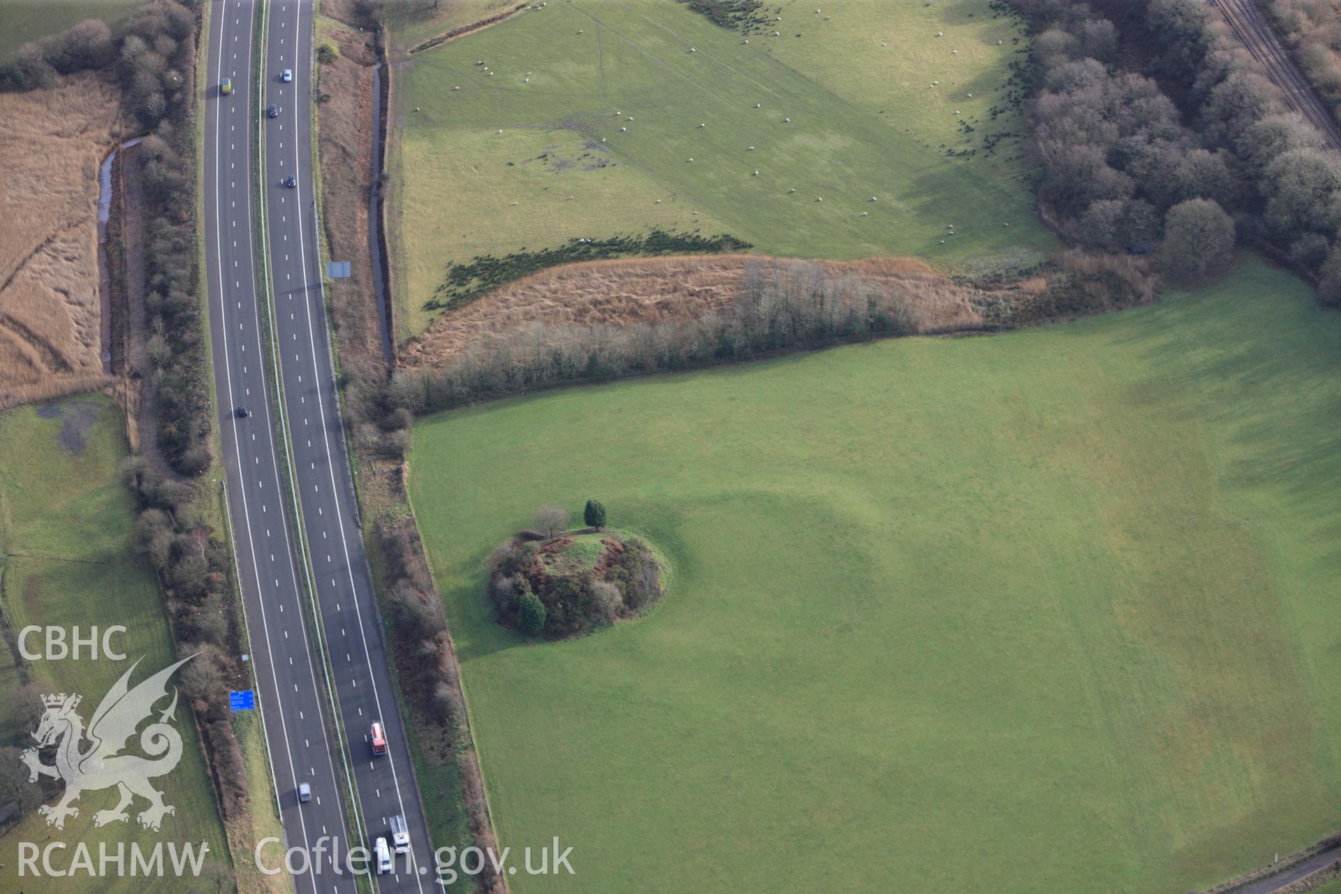 RCAHMW colour oblique photograph of Talybont Castle (Castle Du). Taken by Toby Driver on 27/01/2012.