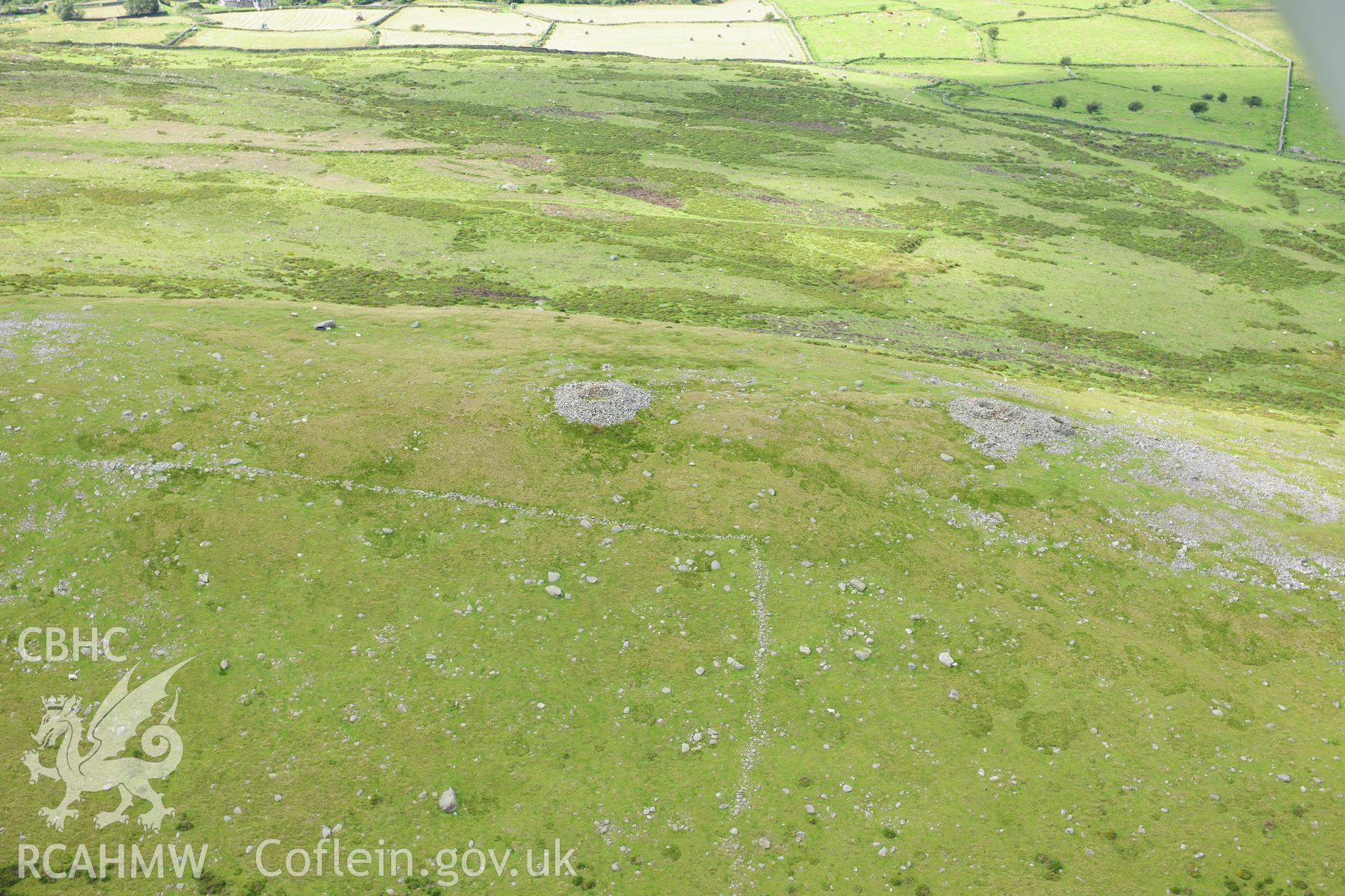 RCAHMW colour oblique photograph of Moel Faban cairn cemetery. Taken by Toby Driver on 10/08/2012.