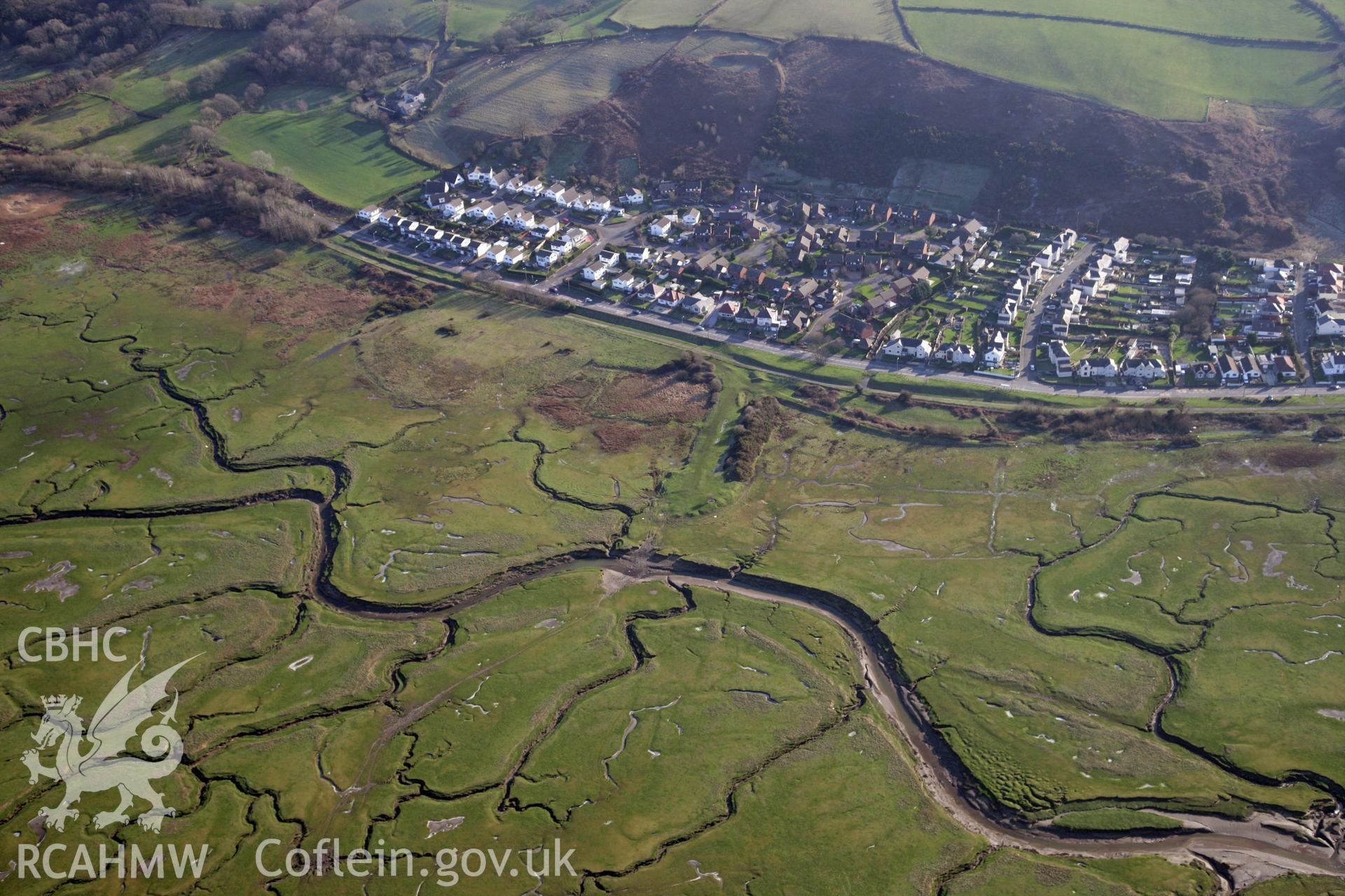 RCAHMW colour oblique photograph of Dan-Y-Lan Mound (Hen Gastell). Taken by Toby Driver on 02/02/2012.