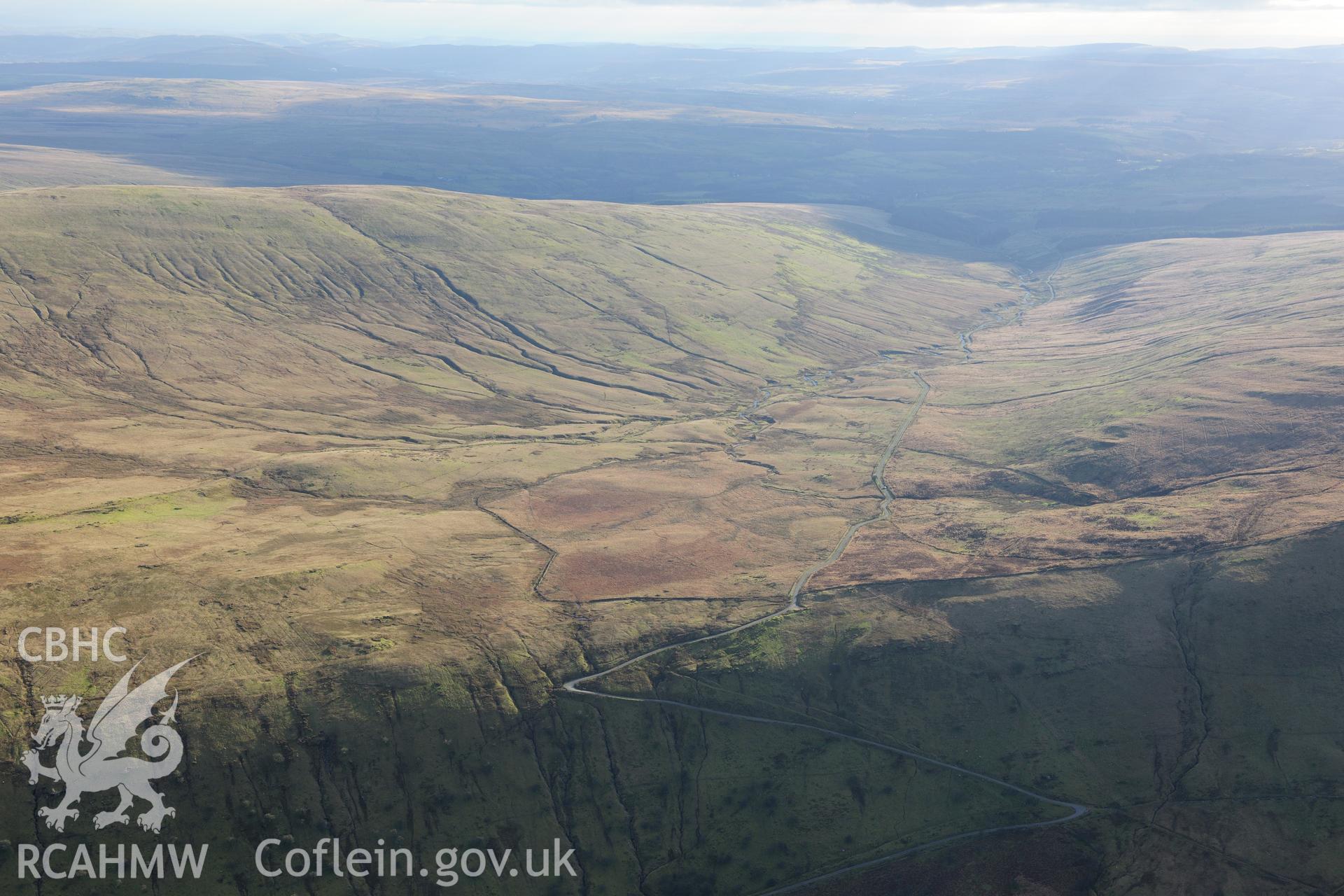 RCAHMW colour oblique photograph of Maen Llia, landscape from the north. Taken by Toby Driver on 28/11/2012.