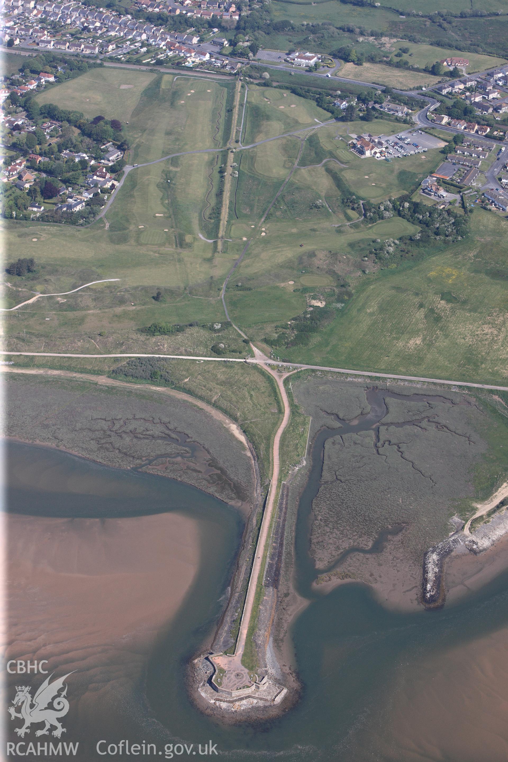 RCAHMW colour oblique photograph of General view of Pembrey harbour, looking north. Taken by Toby Driver on 24/05/2012.