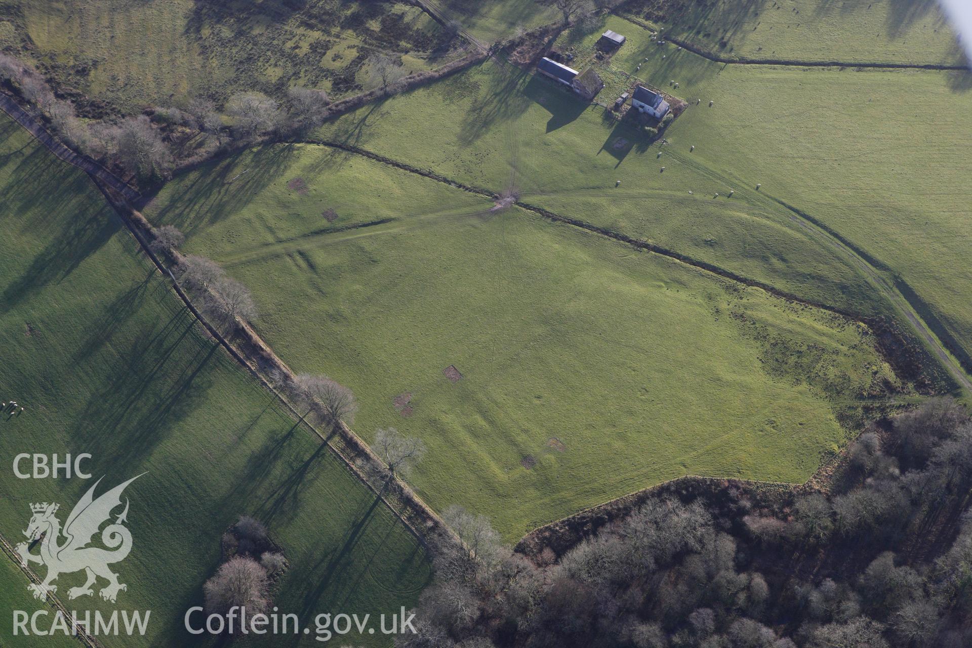 RCAHMW colour oblique photograph of Formal Garden, Middleton Hall, Llanarthney. Taken by Toby Driver on 27/01/2012.