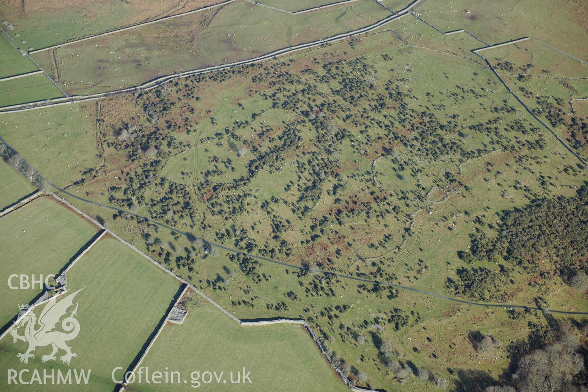 RCAHMW colour oblique photograph of Cors y Gedol field system, western part. Taken by Toby Driver on 10/12/2012.