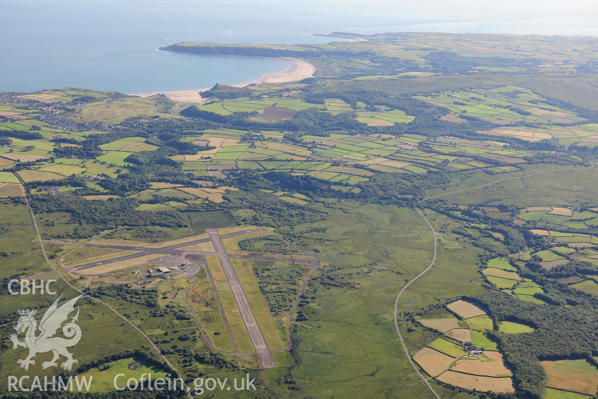 RCAHMW colour oblique photograph of Fairwood Common Aerodrome; Swansea Airport. Taken by Toby Driver on 24/07/2012.