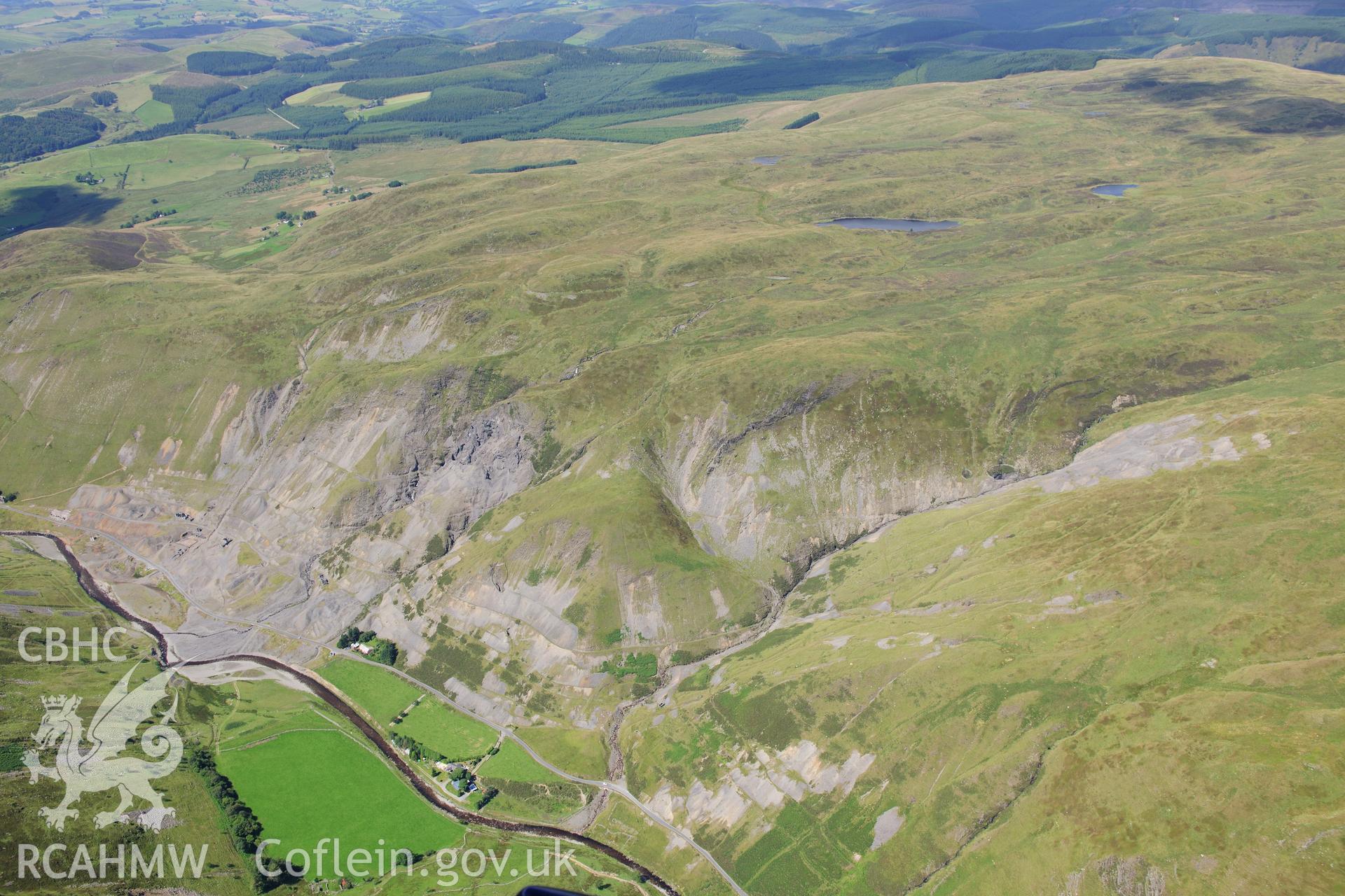 RCAHMW colour oblique photograph of South Cwmystwyth lead mine, viewed from the east. Taken by Toby Driver on 10/08/2012.