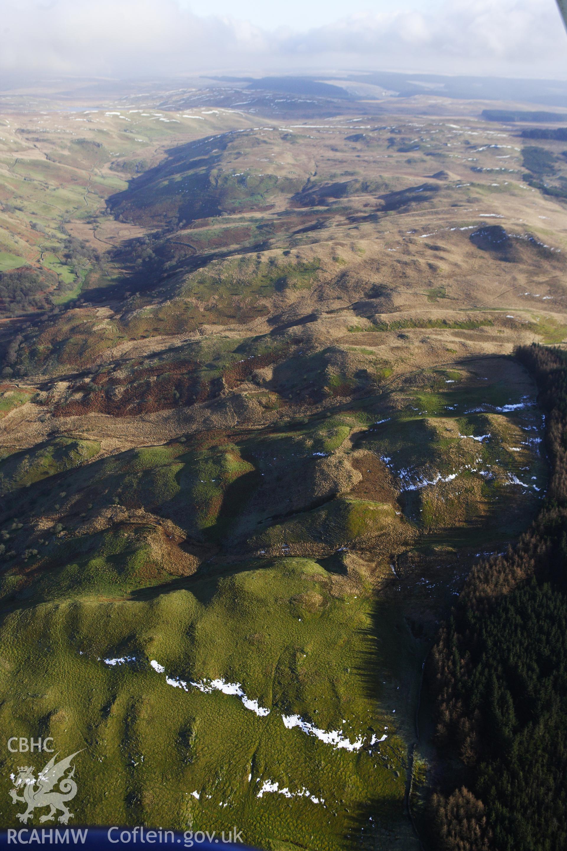 RCAHMW colour oblique photograph of Hafod Eidos, landscape setting from west. Taken by Toby Driver on 07/02/2012.