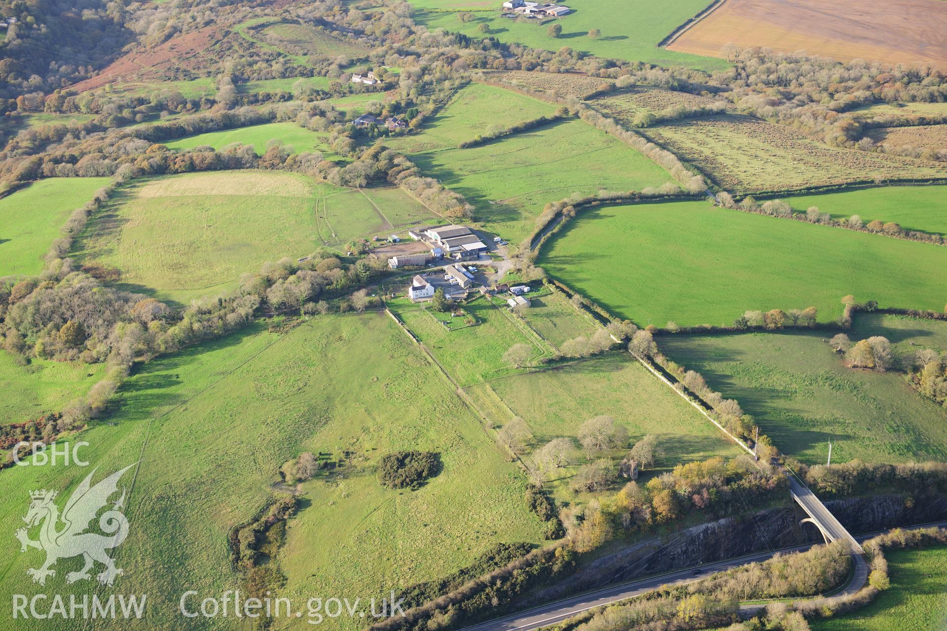 RCAHMW colour oblique photograph of Kilgetty bridge. Taken by Toby Driver on 26/10/2012.