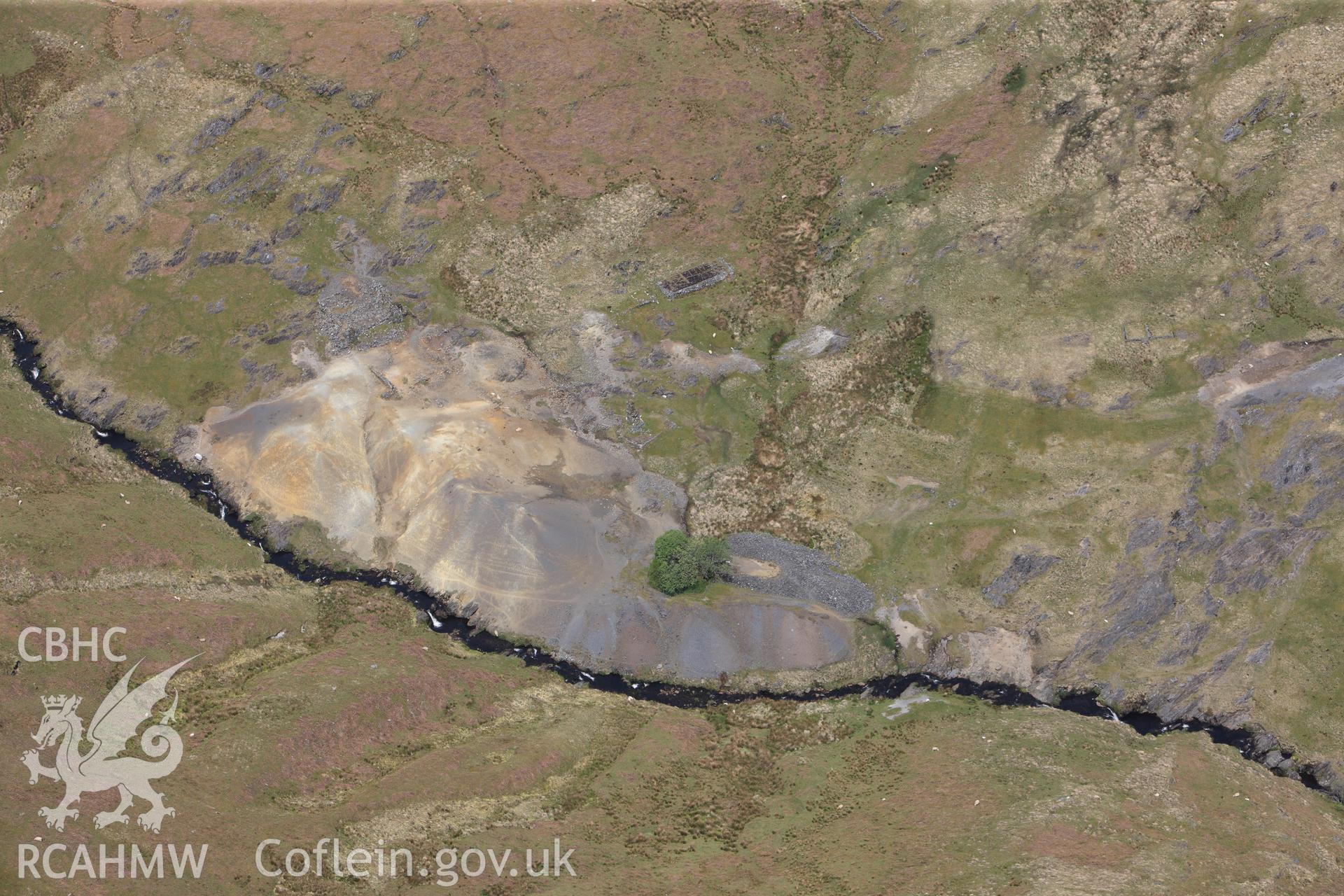 RCAHMW colour oblique photograph of Nant Garw Lead Mine. Taken by Toby Driver on 28/05/2012.