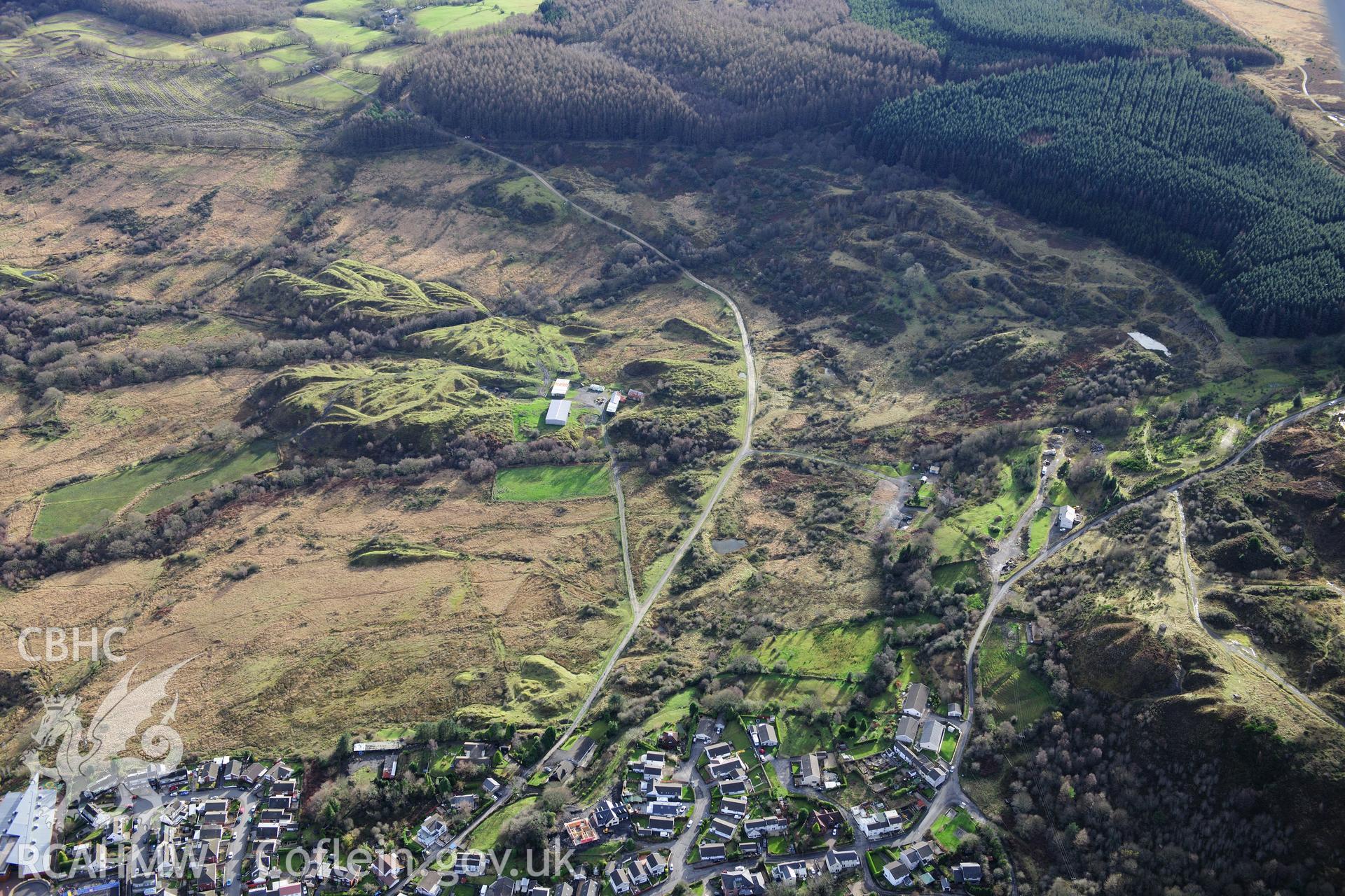 RCAHMW colour oblique photograph of Cwmdu Drift Mine, and industrial landscape. Taken by Toby Driver on 28/11/2012.