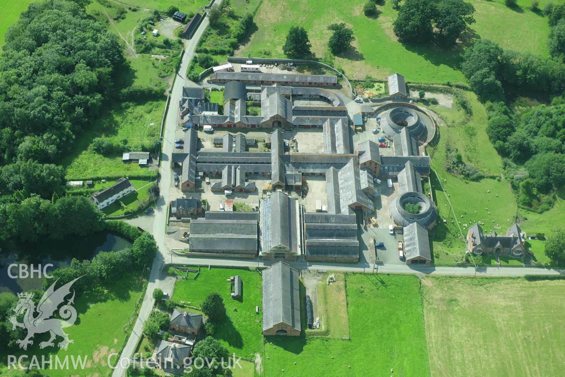 RCAHMW colour oblique photograph of Leighton Farm, viewed from the east. Taken by Toby Driver on 10/08/2012.