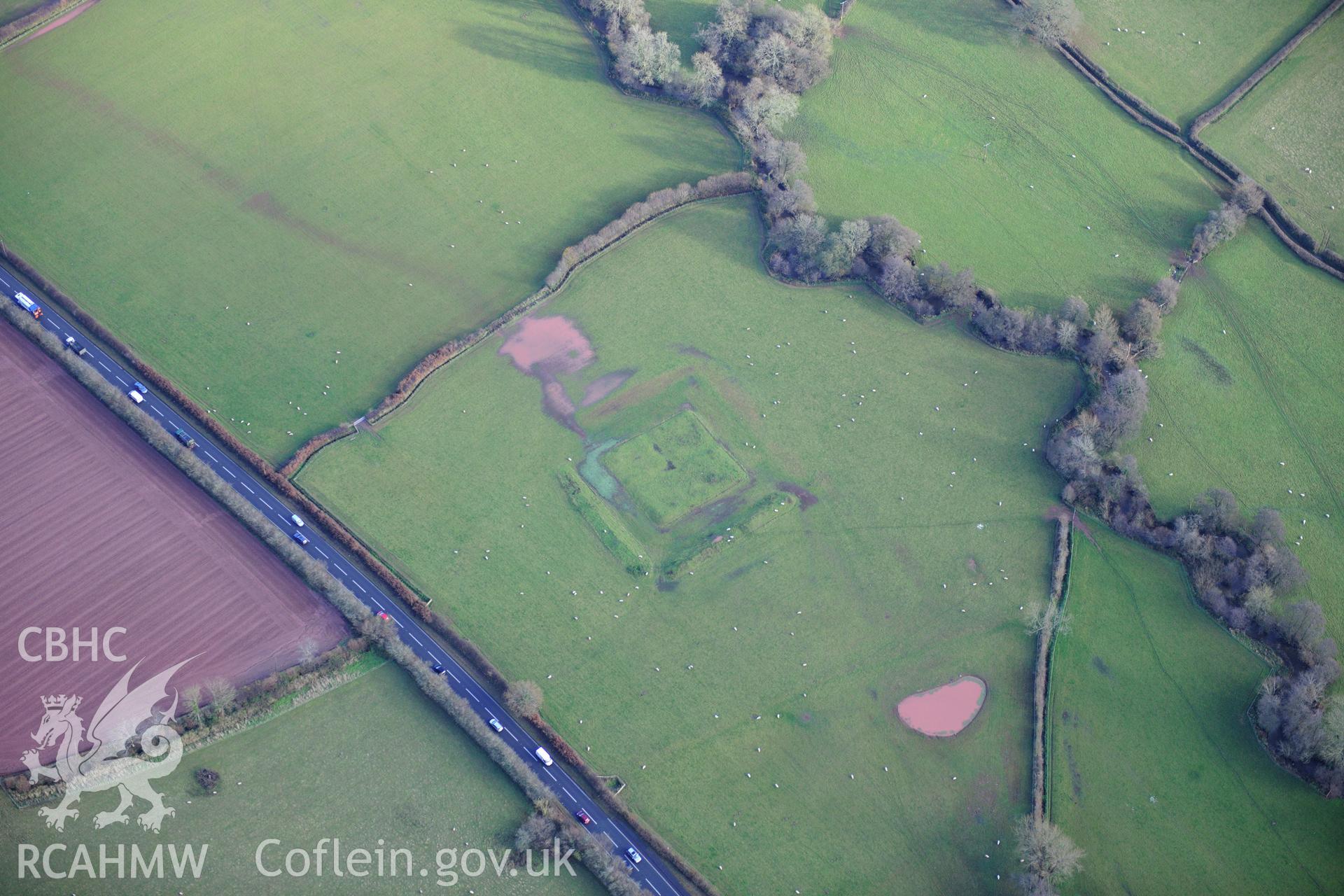 RCAHMW colour oblique photograph of Dulas Moat. Taken by Toby Driver on 23/11/2012.