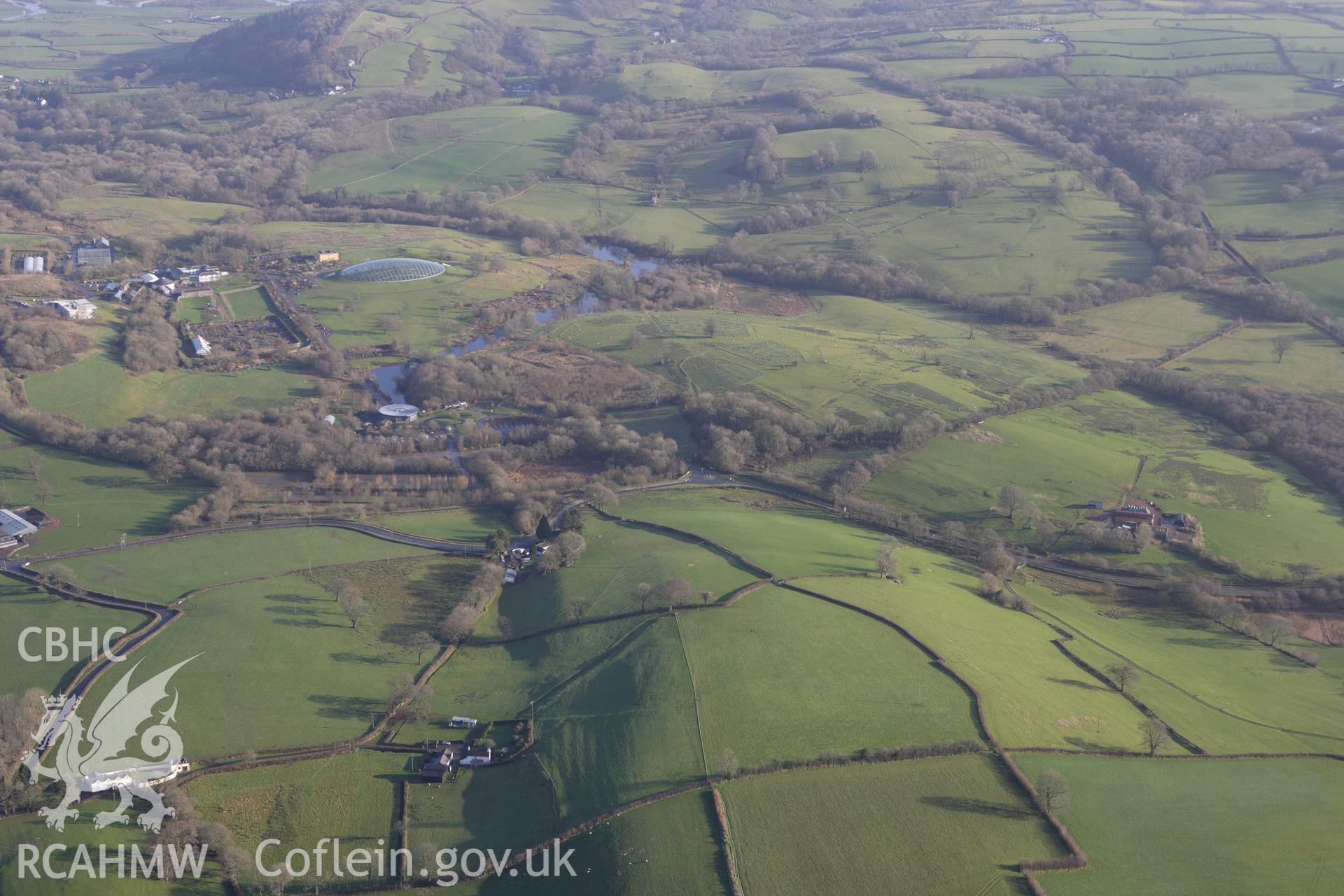 RCAHMW colour oblique photograph of The National Botanic Garden of Wales, from the south-west. Taken by Toby Driver on 27/01/2012.