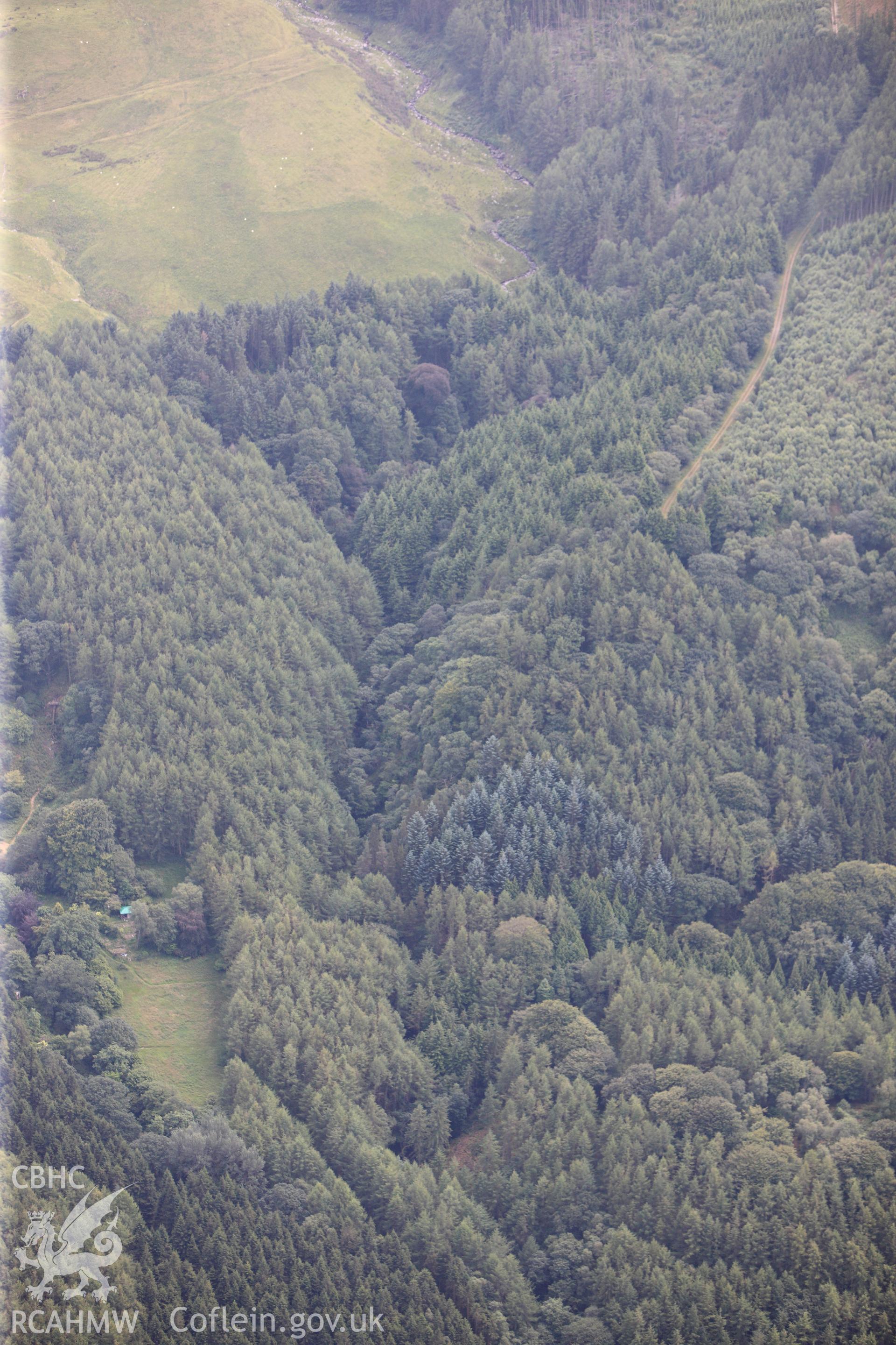 RCAHMW colour oblique photograph of Hafod Uchtryd Cavern Cascade. Taken by Toby Driver on 27/07/2012.