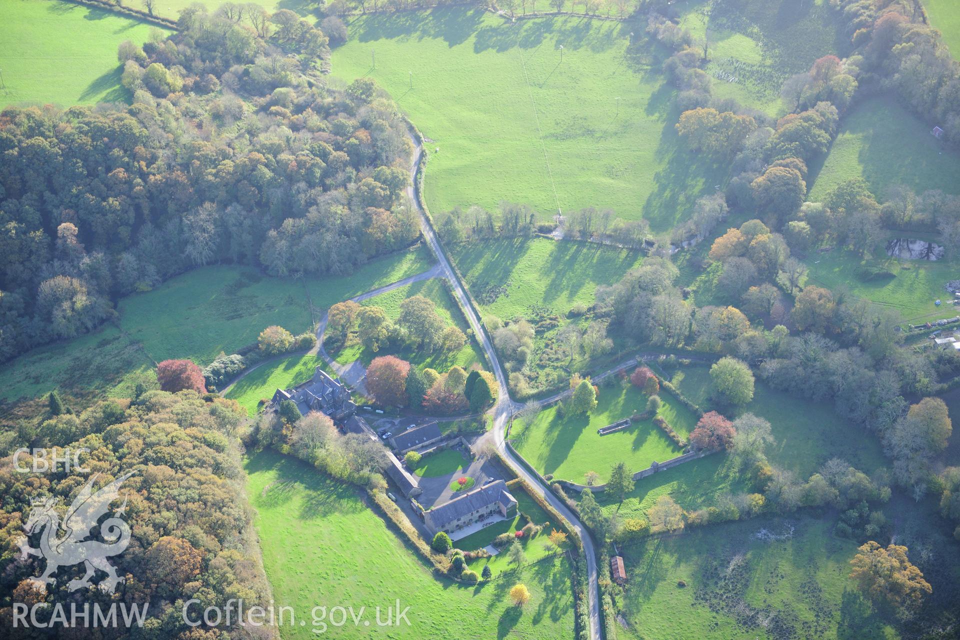 RCAHMW colour oblique photograph of Whitland Abbey. Taken by Toby Driver on 26/10/2012.