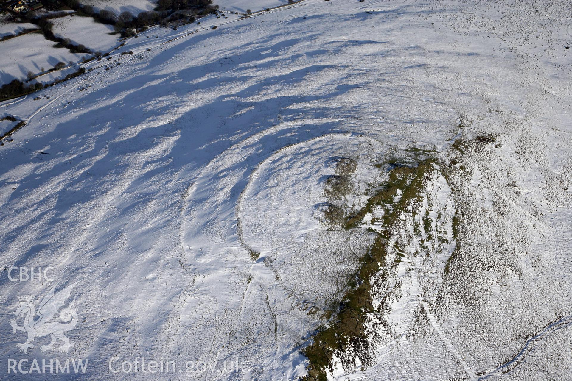 RCAHMW colour oblique photograph of Foel Drygarn Camp. Taken by Toby Driver on 02/02/2012.