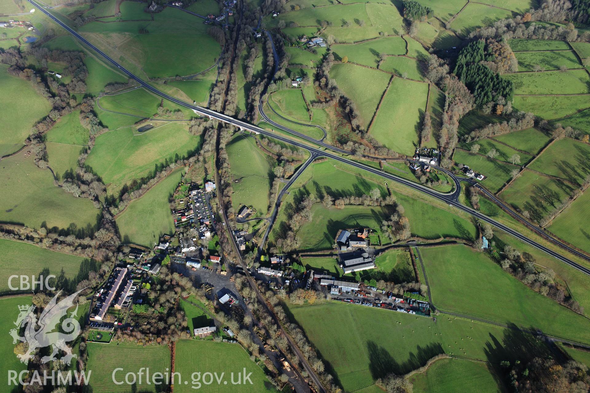 RCAHMW colour oblique photograph of Cwrt Llechryd. Taken by Toby Driver on 23/11/2012.