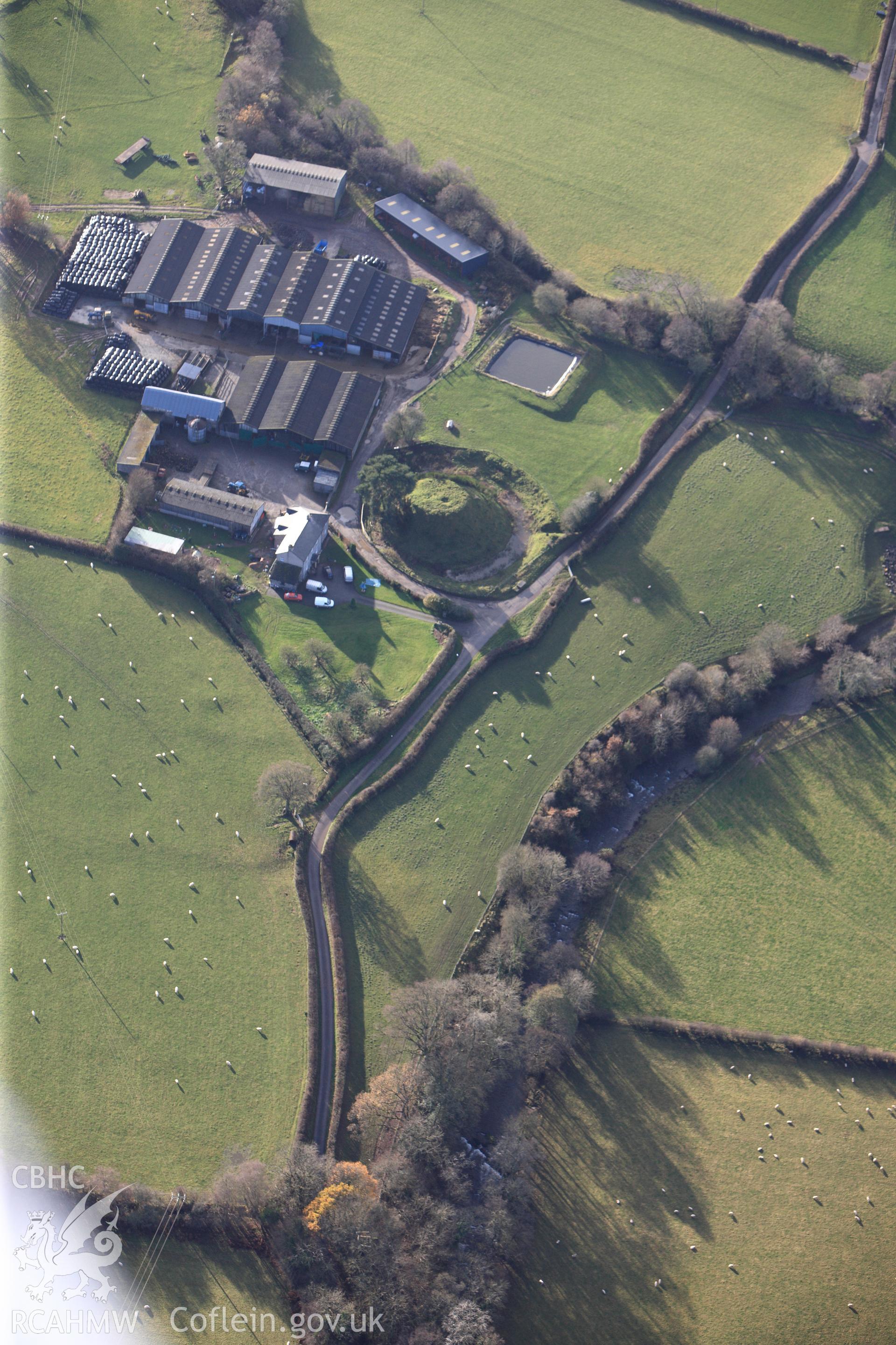 RCAHMW colour oblique photograph of Cilwhybert Castle Mound. Taken by Toby Driver on 23/11/2012.