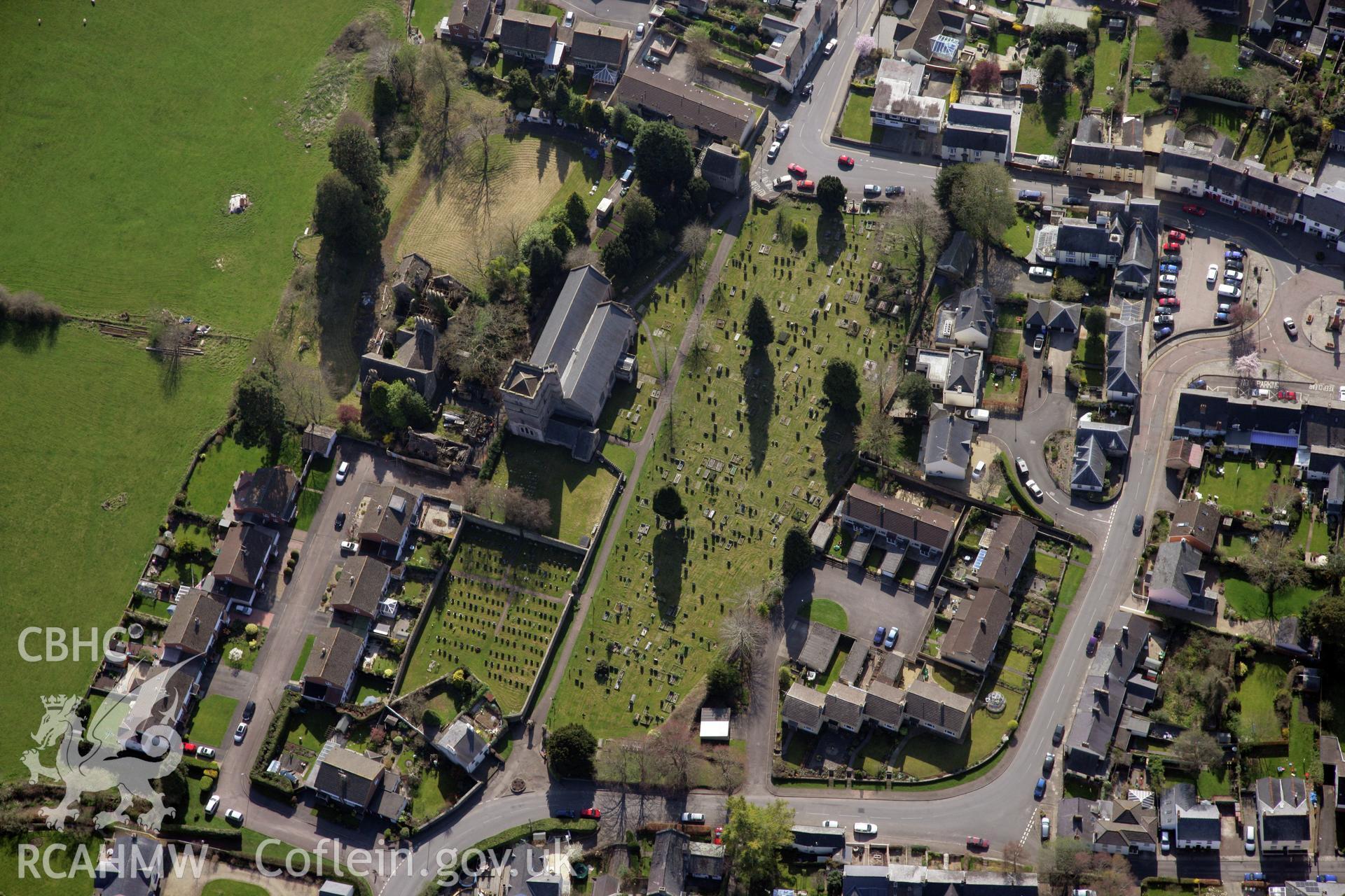 RCAHMW colour oblique photograph of Usk, town. Taken by Toby Driver and Oliver Davies on 28/03/2012.