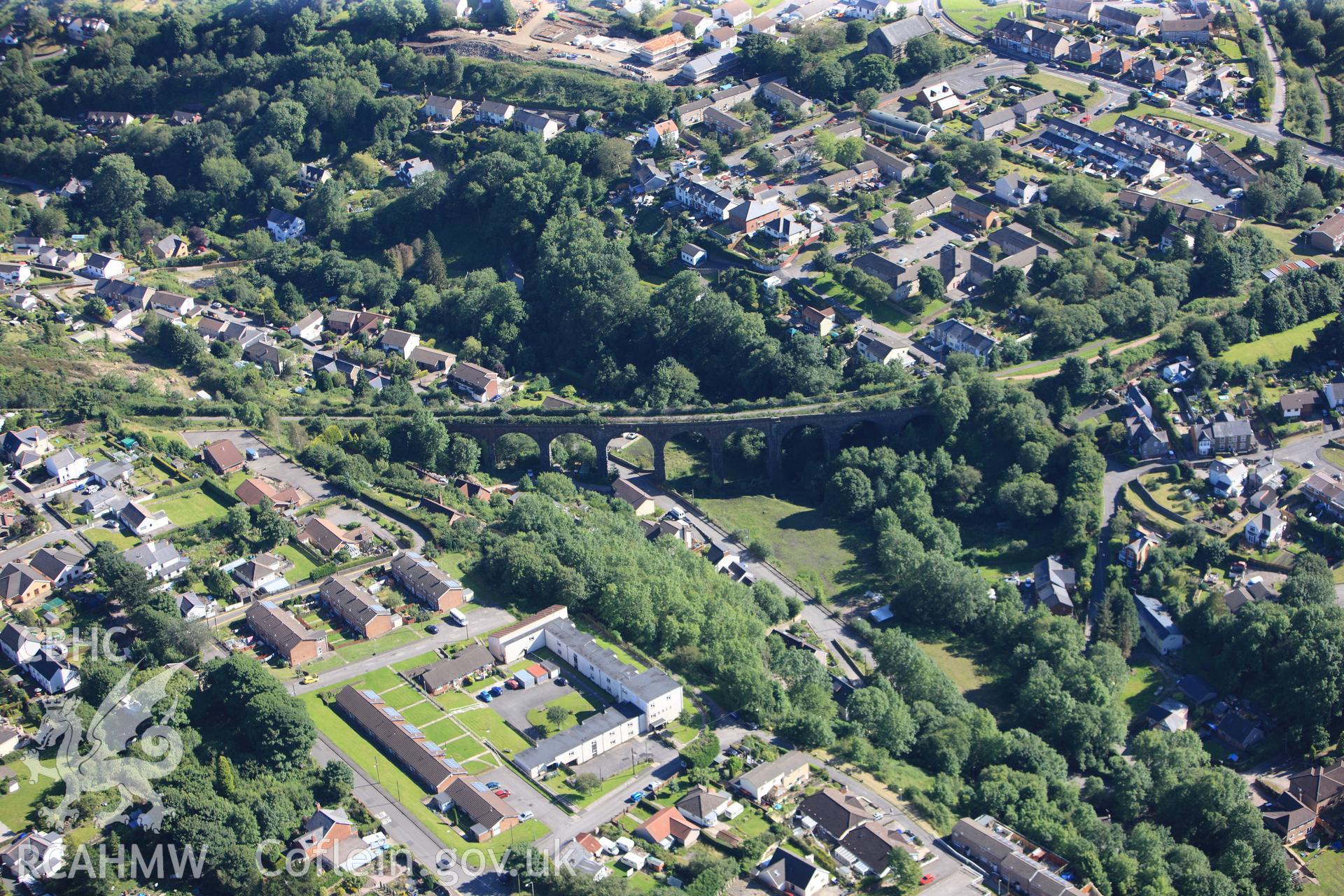 RCAHMW colour oblique photograph of Talywain Railway Viaduct. Taken by Toby Driver on 24/07/2012.