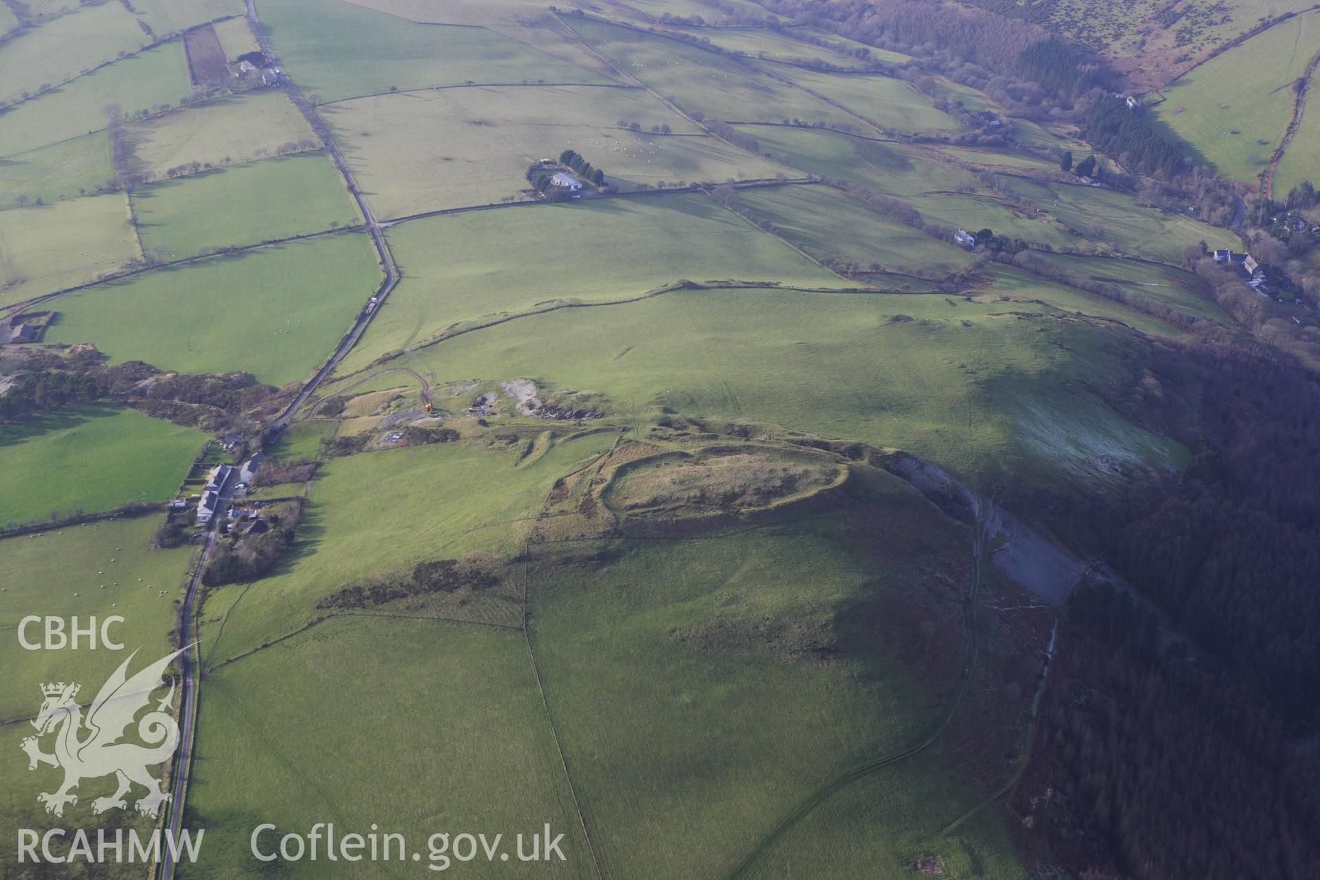 RCAHMW colour oblique photograph of Darren Camp, View from East. Taken by Toby Driver on 07/02/2012.