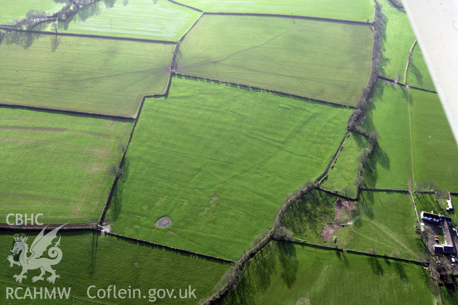 RCAHMW colour oblique photograph of Tai Cochion field system and settlement earthworks. Taken by Toby Driver on 13/01/2012.