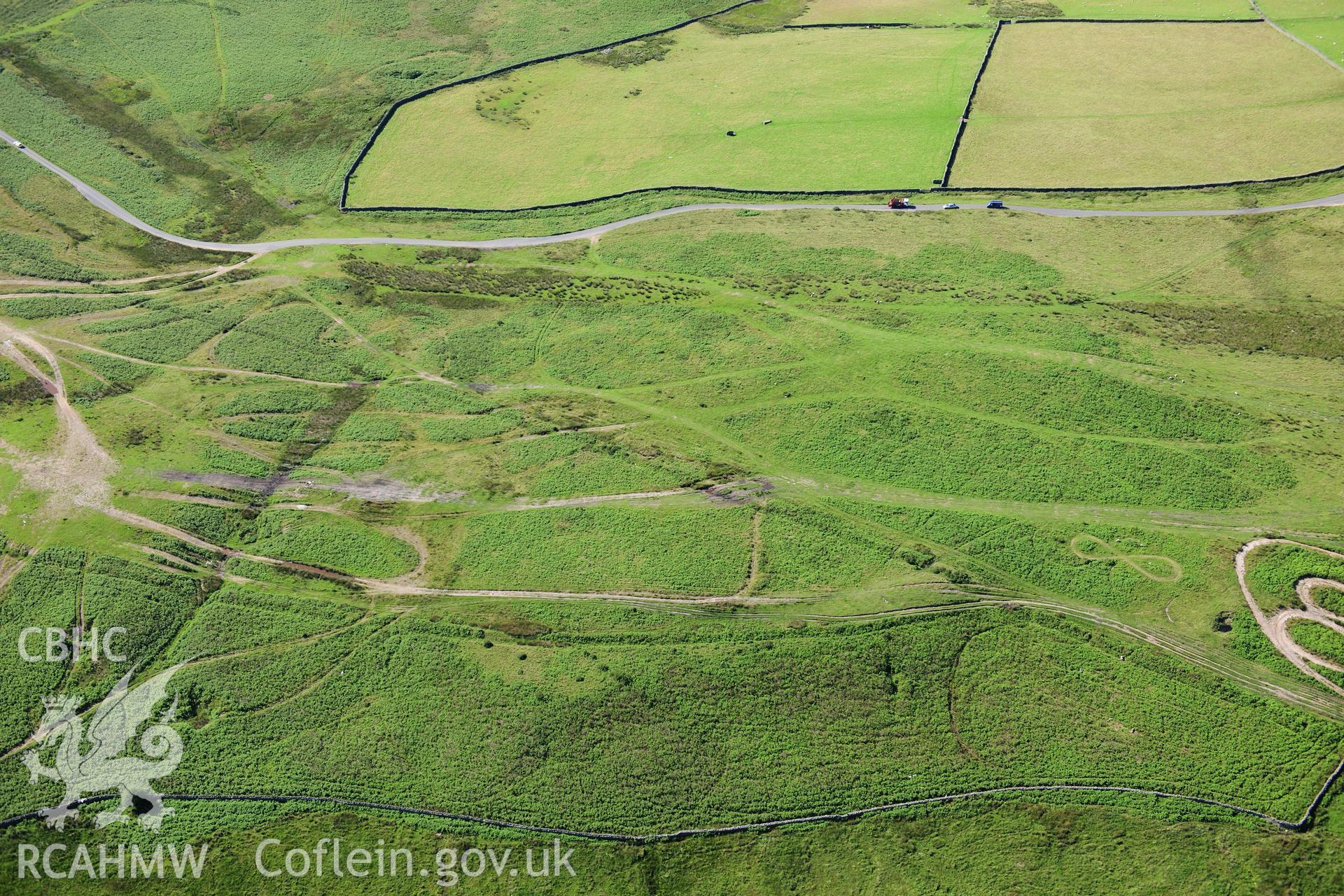 RCAHMW colour oblique photograph of Mynydd Egwlysilian, cairnfield, view from south. Taken by Toby Driver on 24/07/2012.