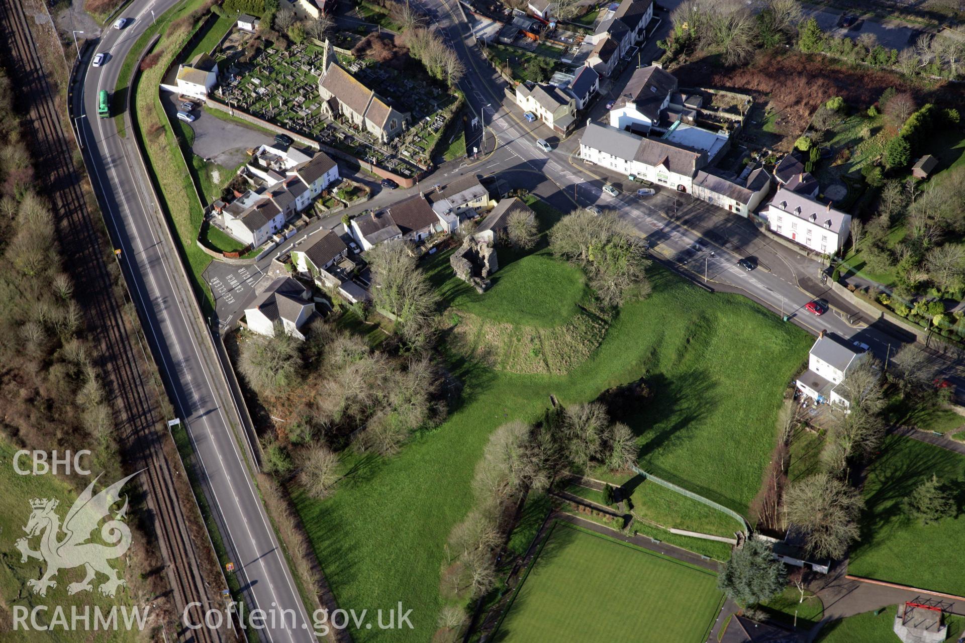 RCAHMW colour oblique photograph of Lougher Roman Fort. Taken by Toby Driver on 02/02/2012.