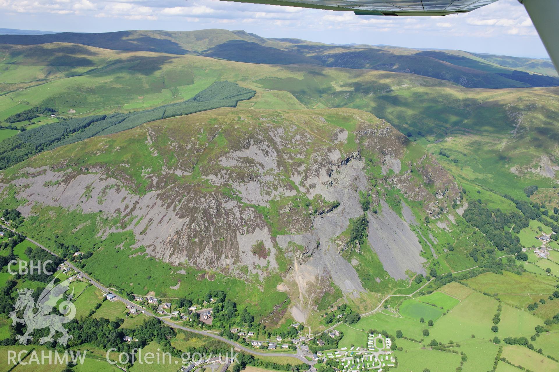 RCAHMW colour oblique photograph of Craig Rhiwarth hillfort. Taken by Toby Driver on 10/08/2012.