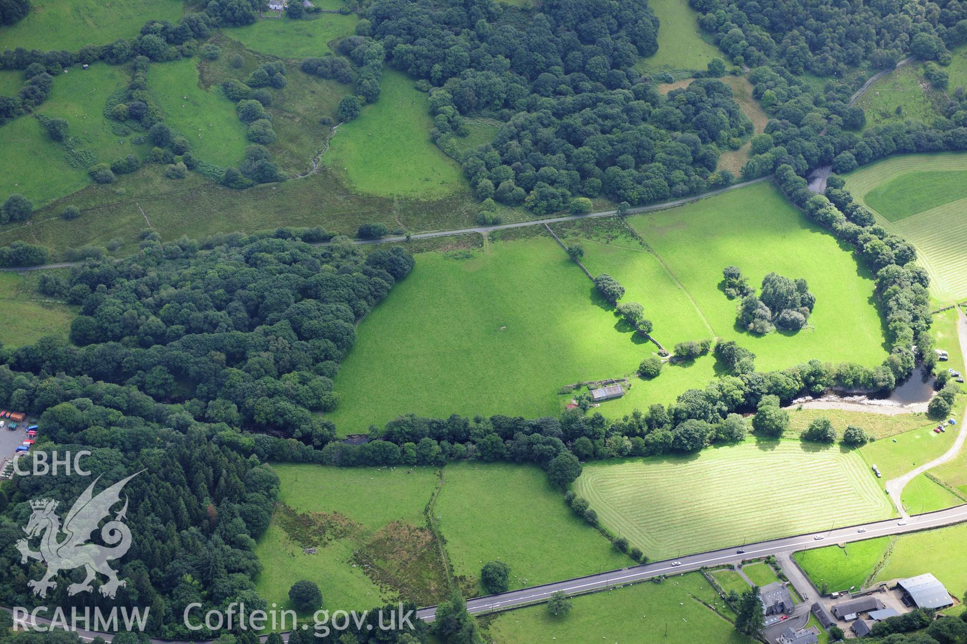 RCAHMW colour oblique photograph of Caer Llugwy Roman fort, viewed from the north. Taken by Toby Driver on 10/08/2012.