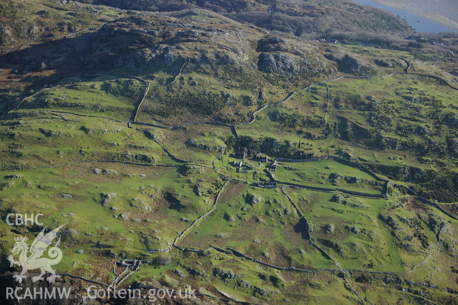 RCAHMW colour oblique photograph of Cell-Fechan farm, and upland landscape. Taken by Toby Driver on 10/12/2012.