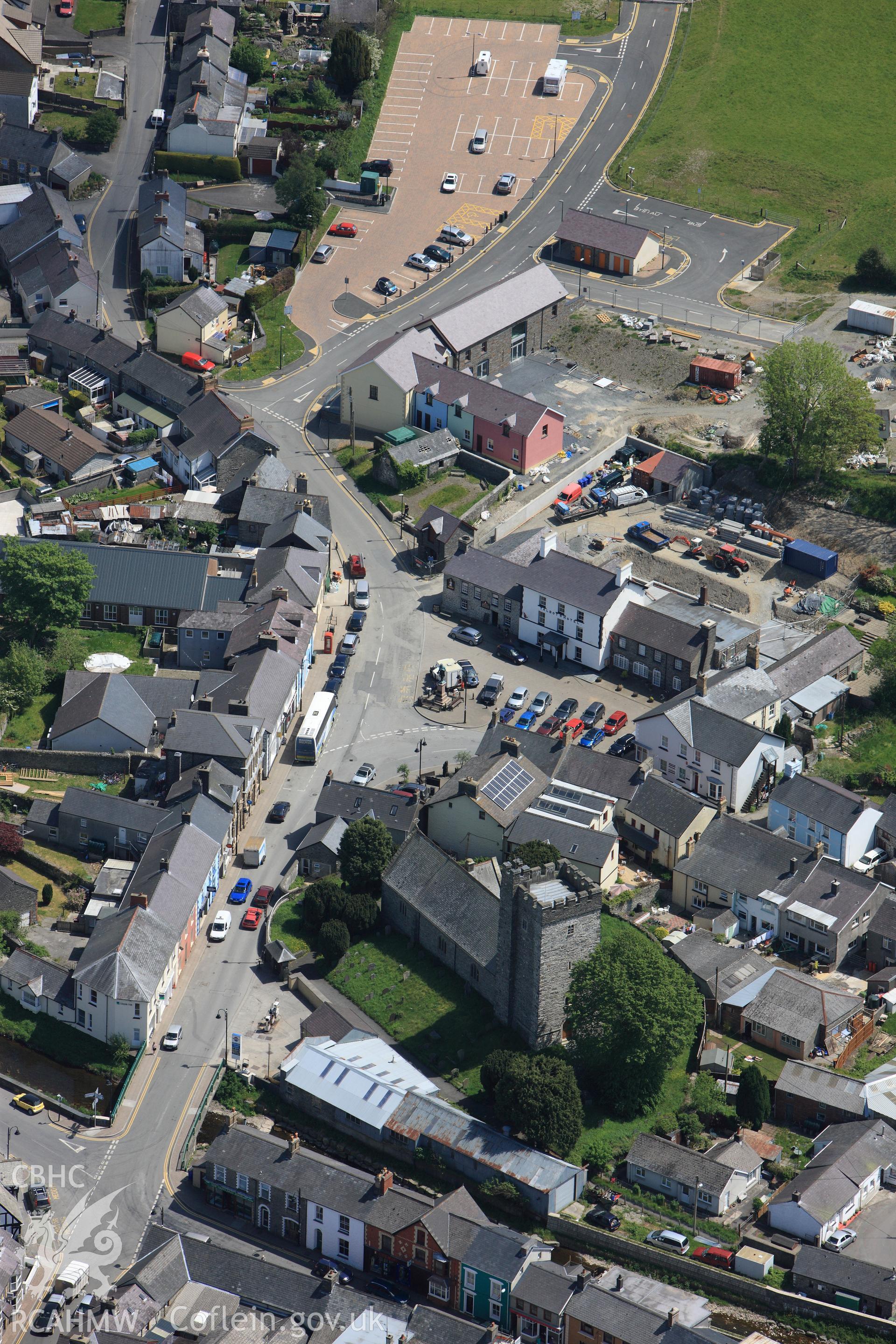 RCAHMW colour oblique photograph of Tregaron Church. Taken by Toby Driver on 28/05/2012.