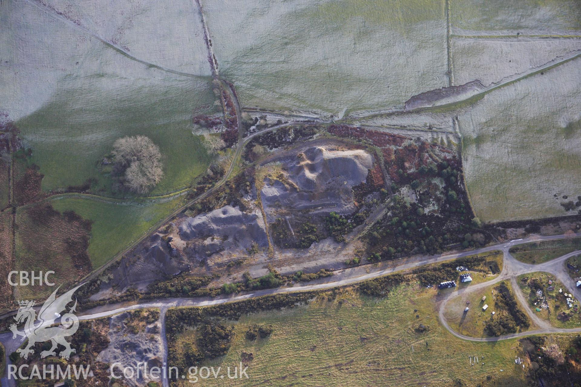 RCAHMW colour oblique photograph of Cwmsymlog Lead Mine, Taylor's Shaft. Taken by Toby Driver on 07/02/2012.