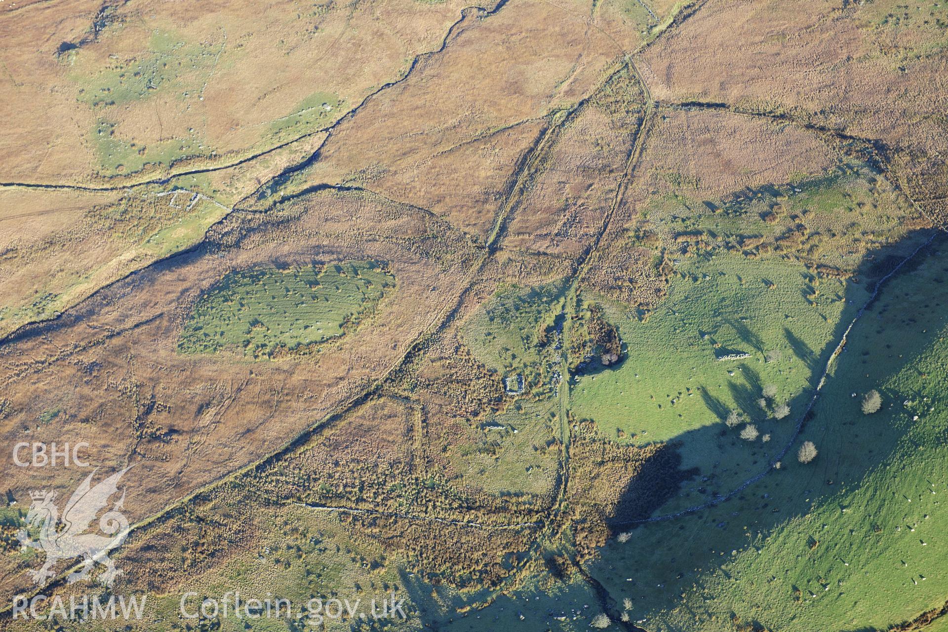 RCAHMW colour oblique photograph of Ceuant-y-ddol, medieval settlement and cultivation features. Taken by Toby Driver on 10/12/2012.