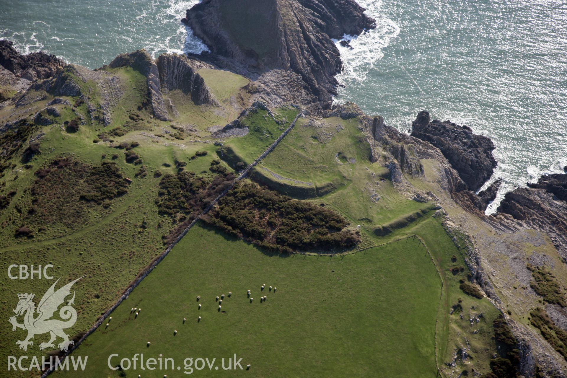 RCAHMW colour oblique photograph of Deborah's Hole Camp. Taken by Toby Driver on 02/02/2012.