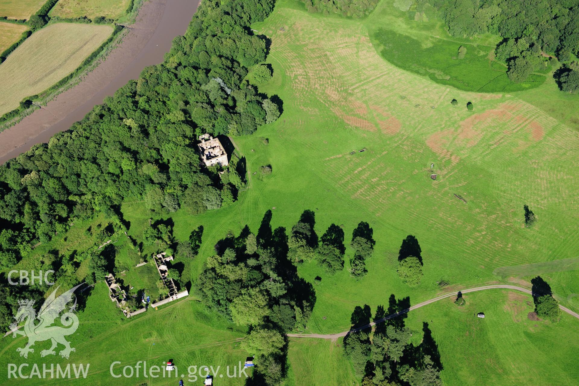 RCAHMW colour oblique photograph of Piercefield, house, ruins. Taken by Toby Driver on 24/07/2012.