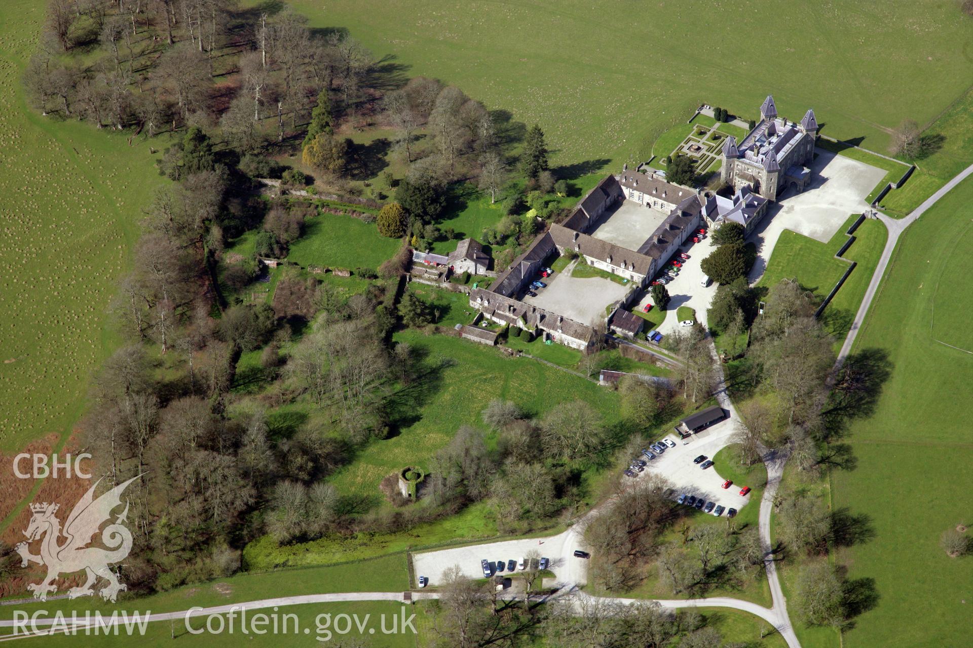 RCAHMW colour oblique photograph of Newton House, Dinefwr Park. Taken by Toby Driver and Oliver Davies on 28/03/2012.