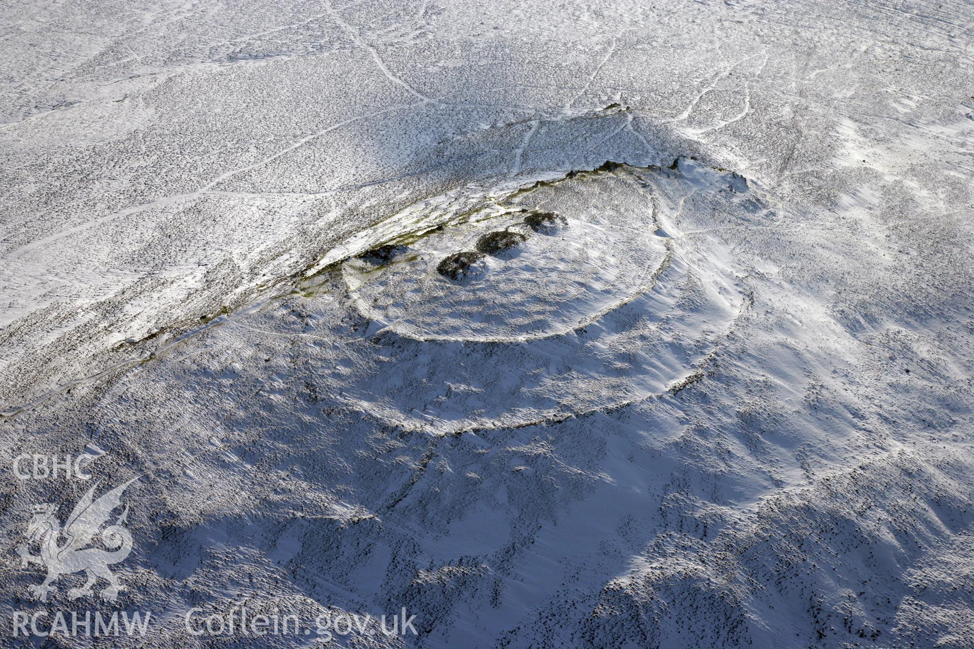 RCAHMW colour oblique photograph of Foel Drygarn Camp. Taken by Toby Driver on 02/02/2012.