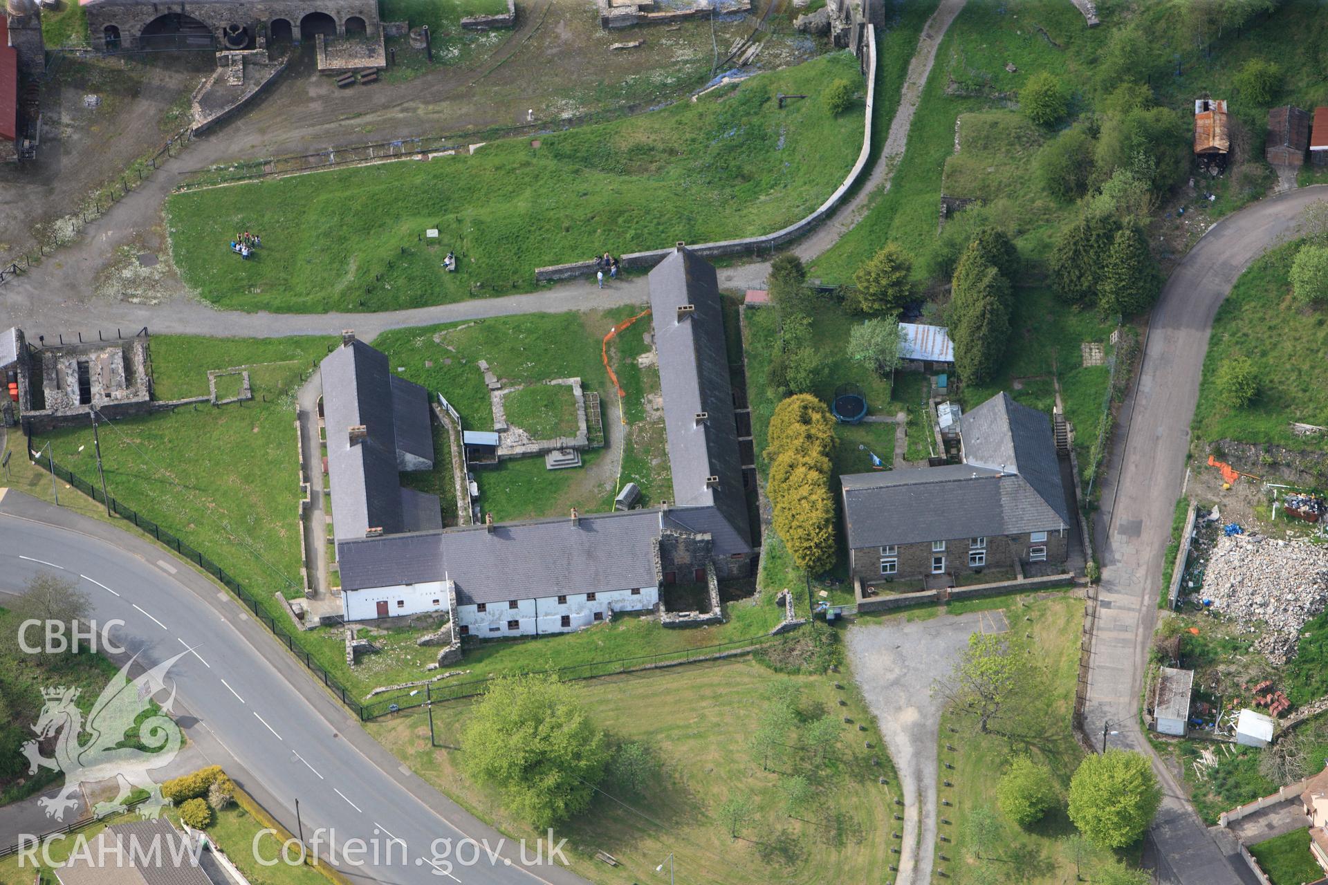 RCAHMW colour oblique photograph of Blaenavon Ironworks and Stack Square. Taken by Toby Driver on 22/05/2012.