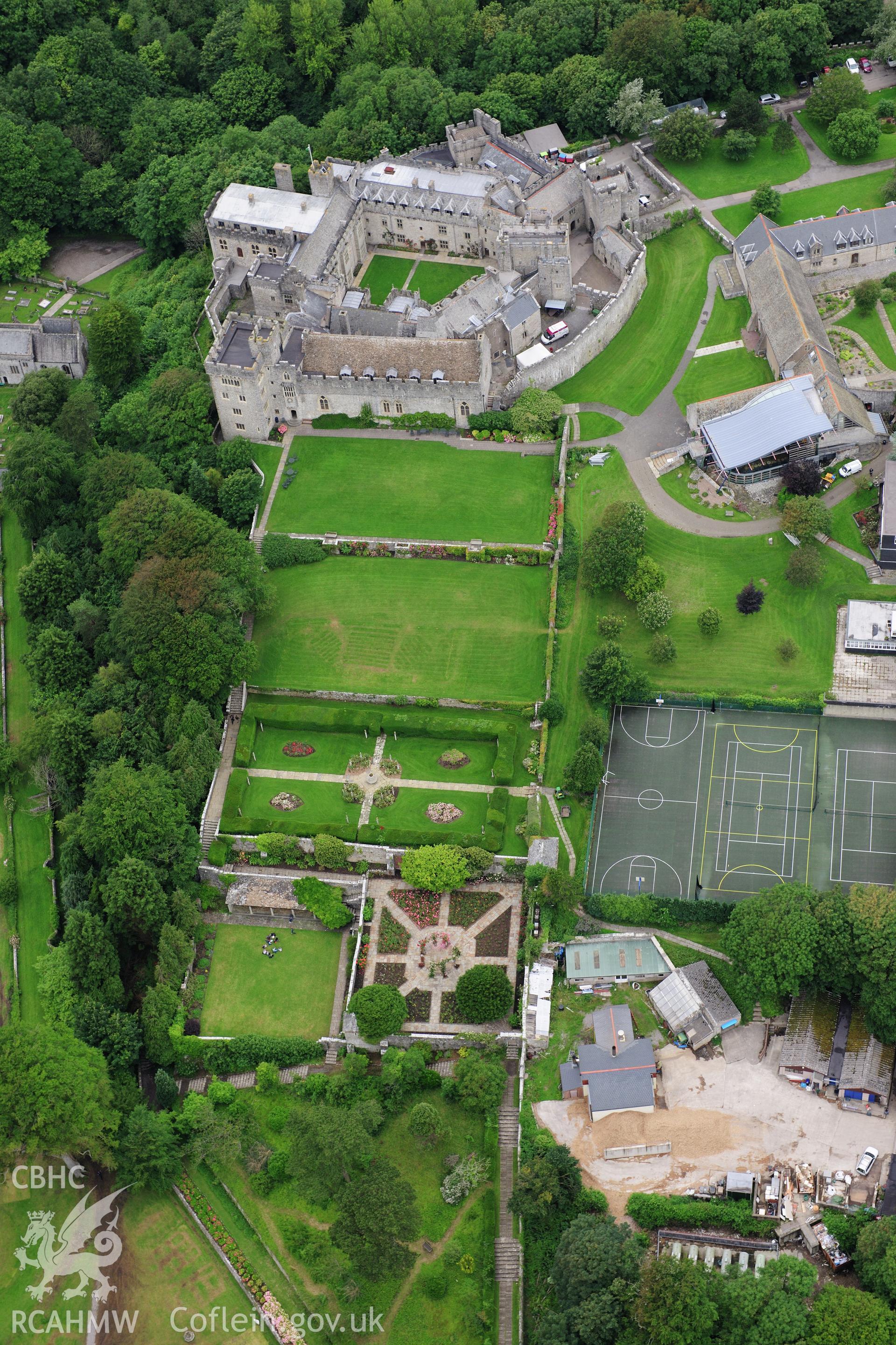 RCAHMW colour oblique photograph of St Donat's Castle. Taken by Toby Driver on 05/07/2012.