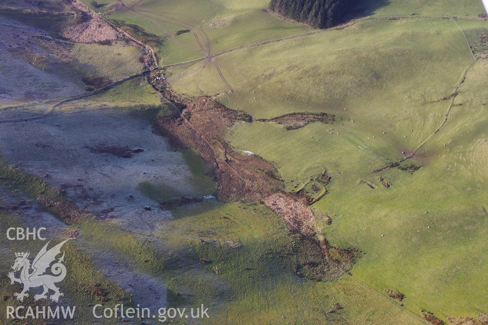 RCAHMW colour oblique photograph of Banc Erw Barfe, Deserted Rural Settlement. Taken by Toby Driver on 07/02/2012.