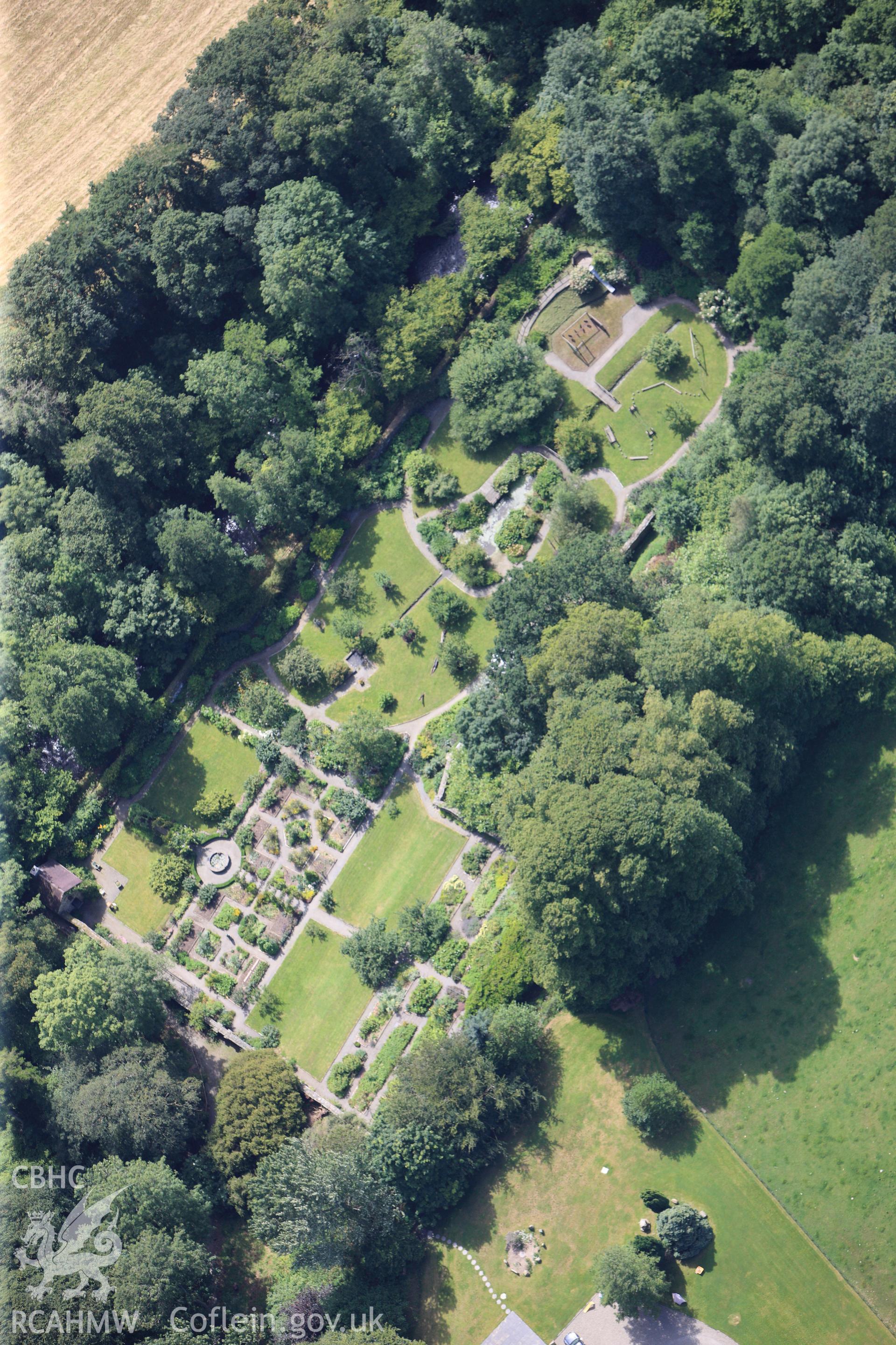 RCAHMW colour oblique photograph of Ty Glyn Garden, Ciliau Aeron. Taken by Toby Driver on 27/07/2012.