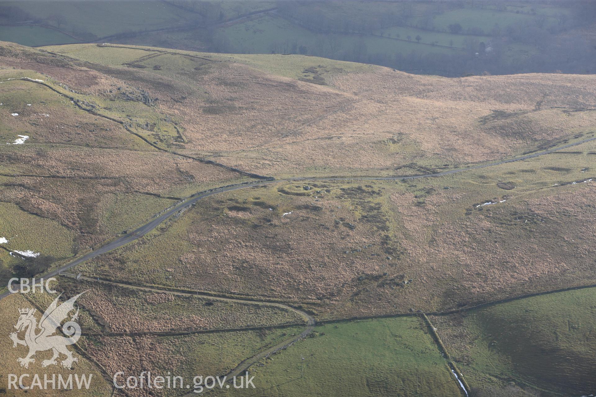 RCAHMW colour oblique photograph of Carreg-y-Bwci. Taken by Toby Driver on 07/02/2012.