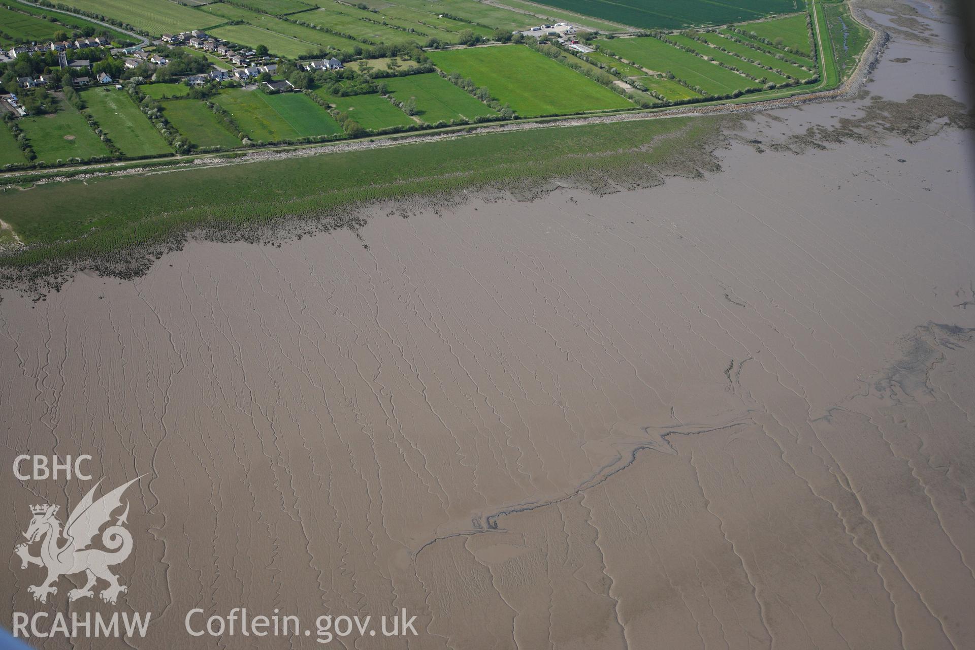 RCAHMW colour oblique photograph of Wentlooge Levels and intertidal area. Taken by Toby Driver on 22/05/2012.