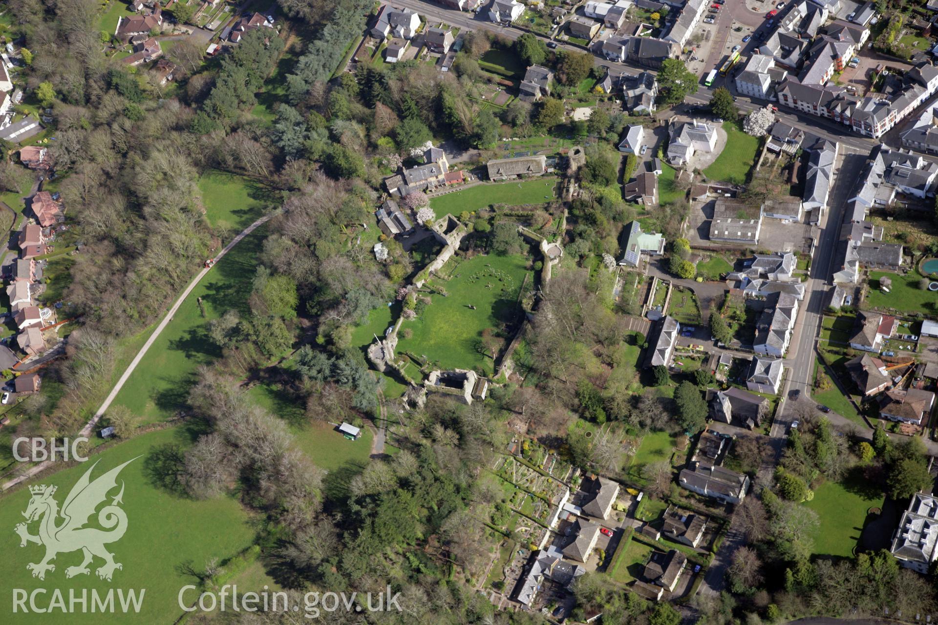 RCAHMW colour oblique photograph of Usk Castle. Taken by Toby Driver and Oliver Davies on 28/03/2012.