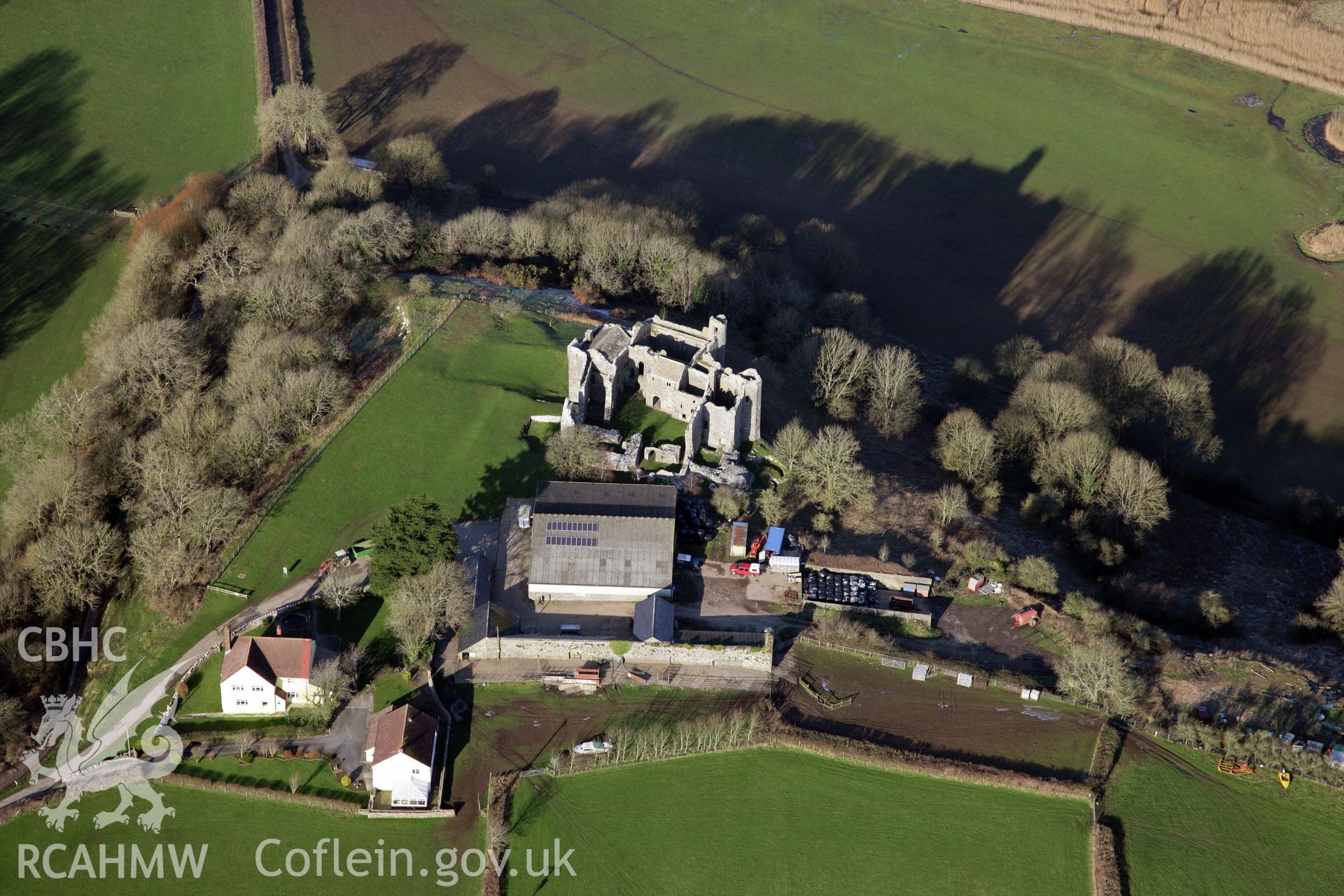 RCAHMW colour oblique photograph of Weobley Castle. Taken by Toby Driver on 02/02/2012.