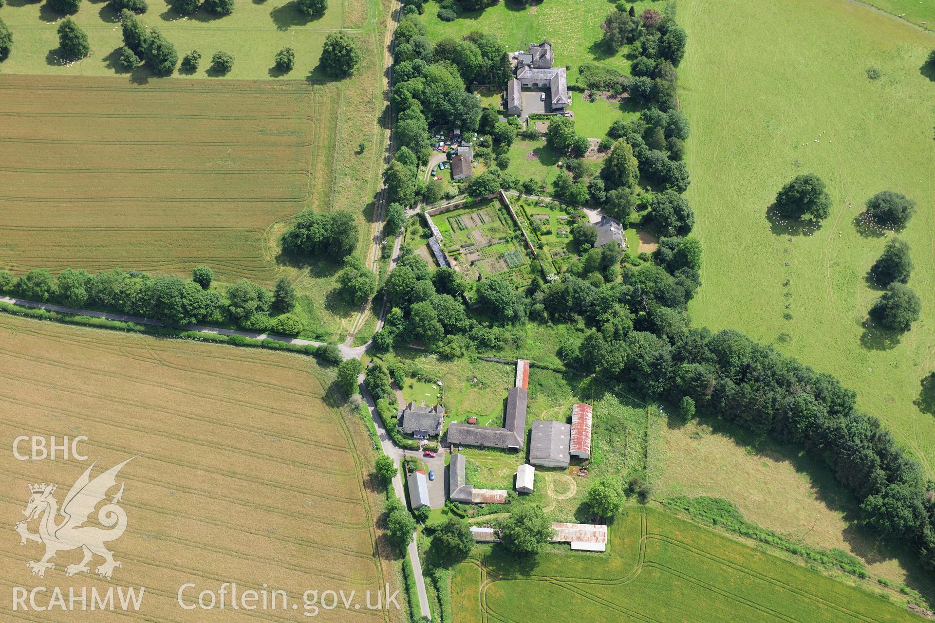 RCAHMW colour oblique photograph of Harpton Court garden, New Radnor. Taken by Toby Driver on 27/07/2012.