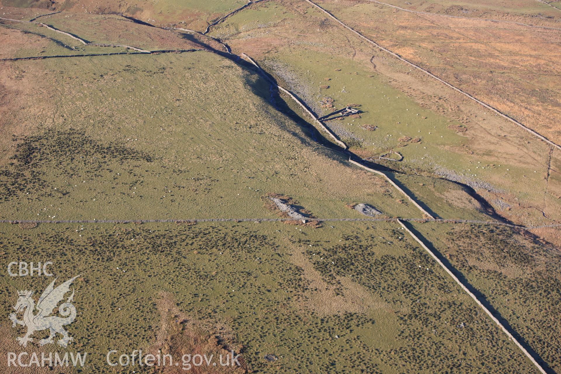 RCAHMW colour oblique photograph of Carneddau Hengwm. Taken by Toby Driver on 10/12/2012.