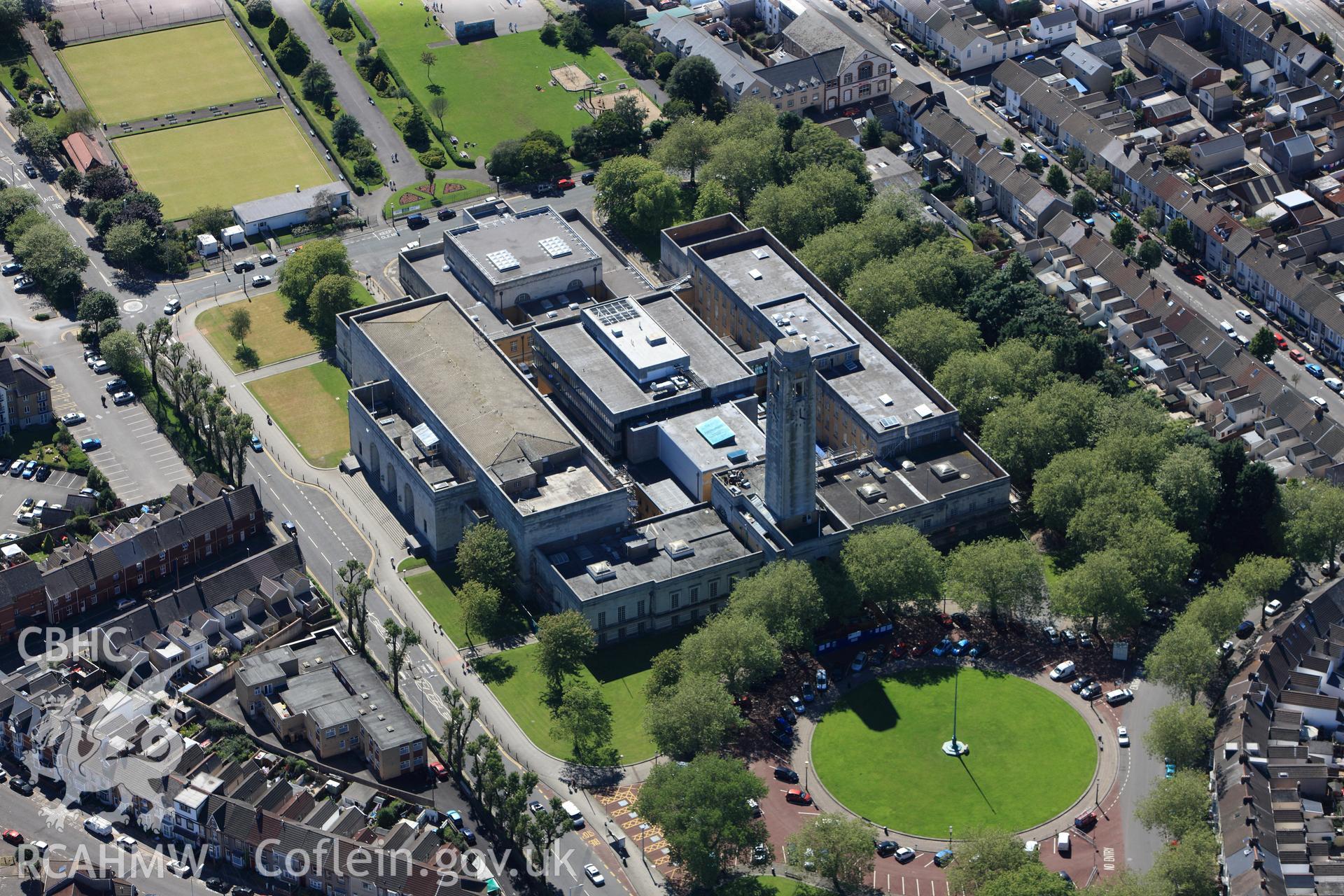 RCAHMW colour oblique photograph of Guildhall, Swansea. Taken by Toby Driver on 24/07/2012.