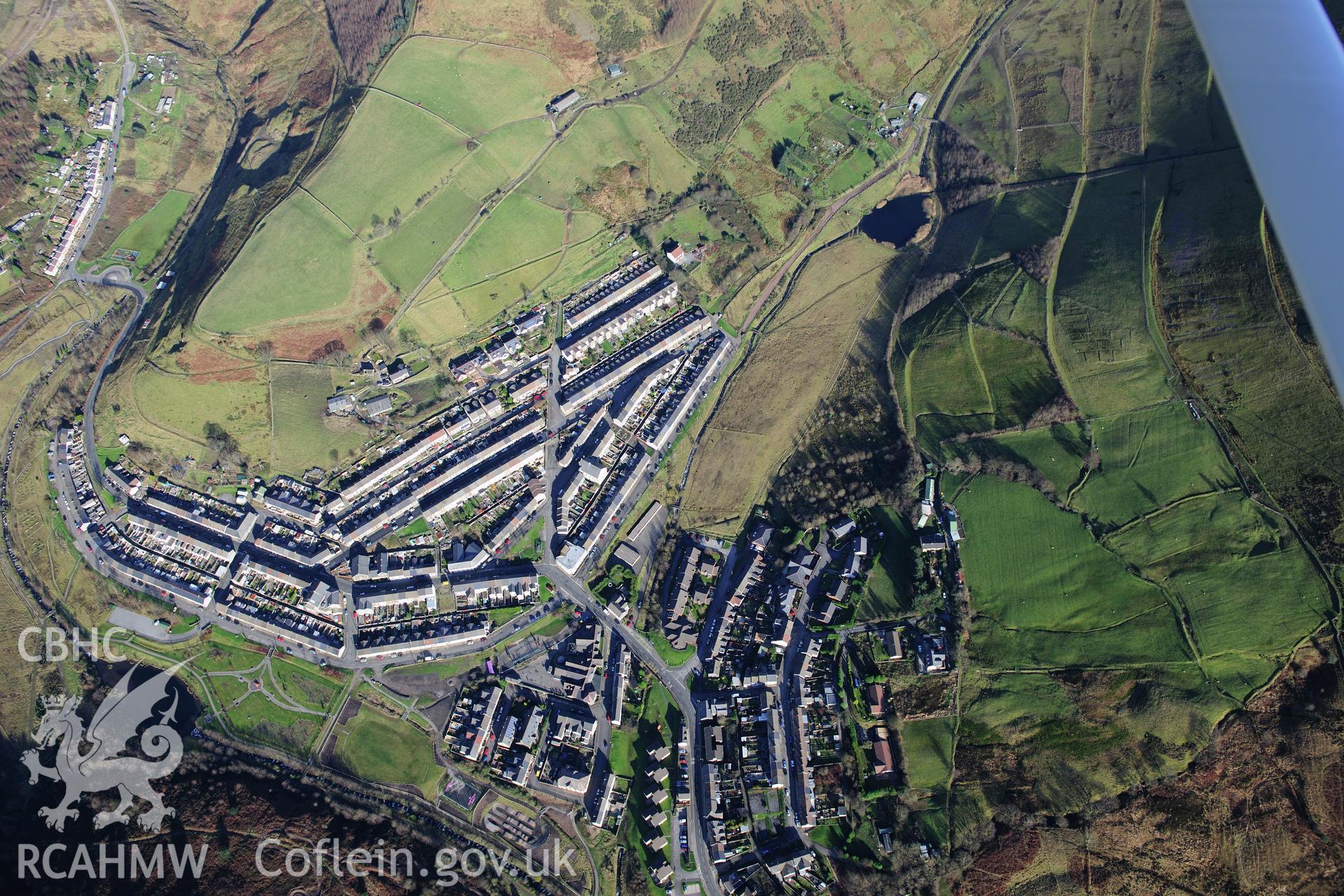 RCAHMW colour oblique photograph of Blaengarw, village. Taken by Toby Driver on 28/11/2012.